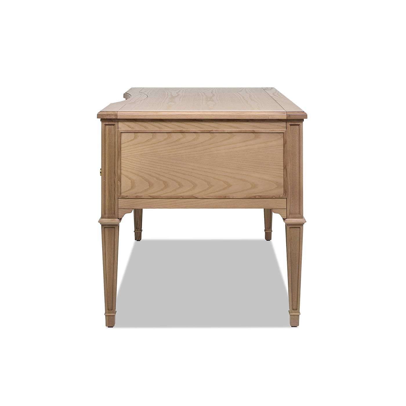 Dauphin - Gold Accent 5 Drawer Executive Desk - Natural Brown