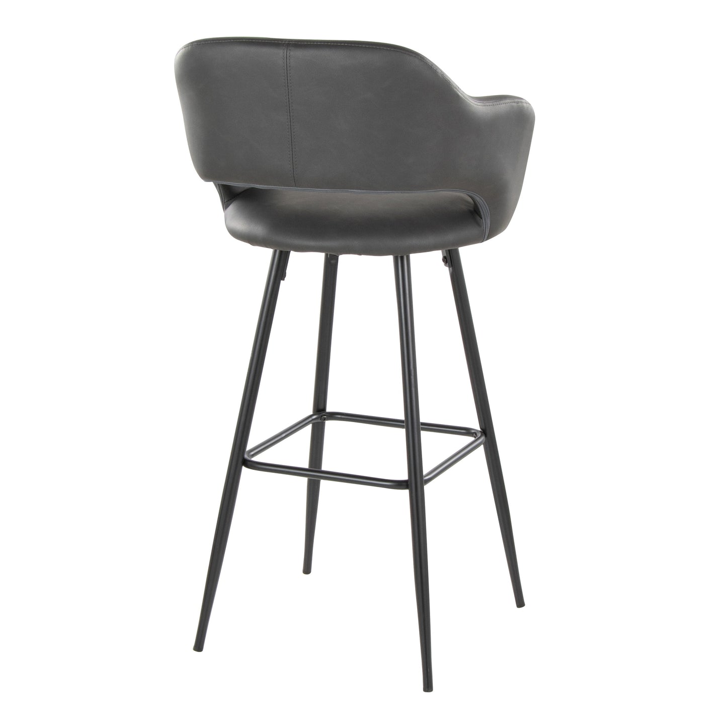 Margarite - Contemporary Fixed Height BarStool With Square Footrest (Set of 2) - Black / Gray