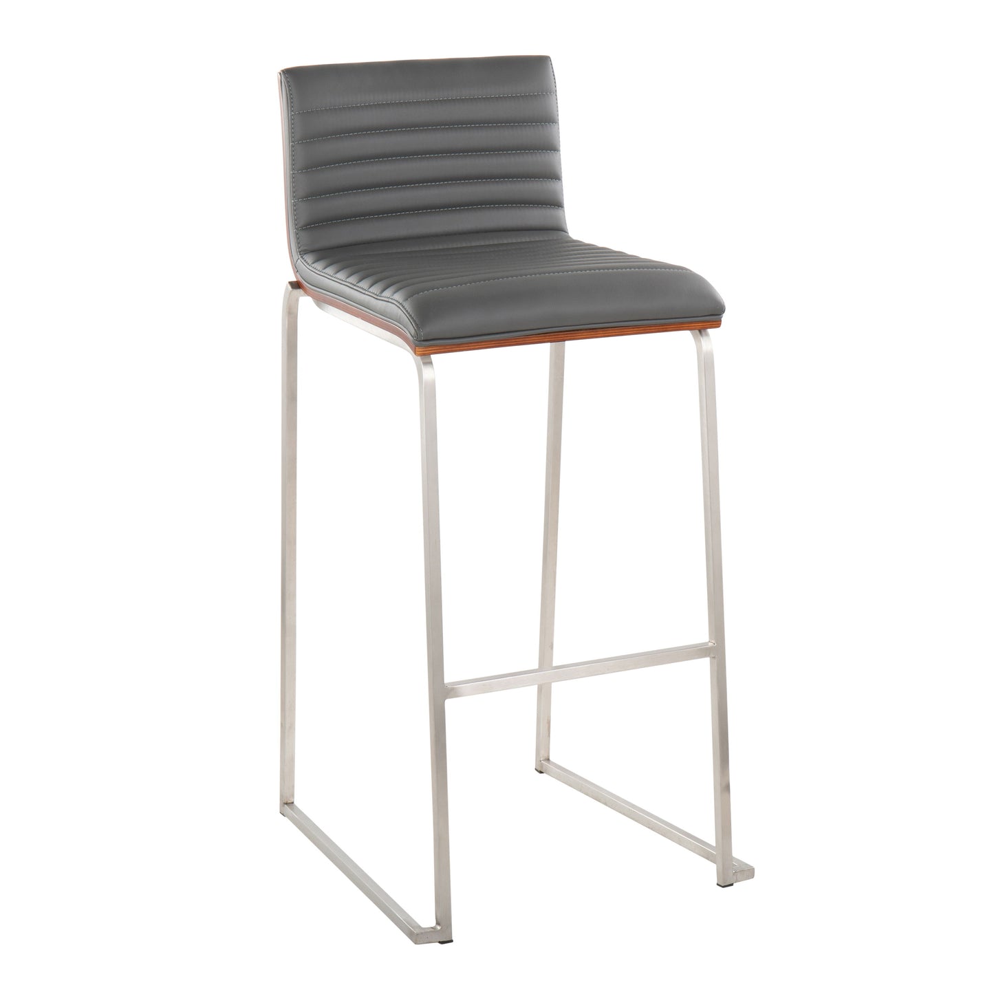 Mason Mara - Contemporary Fixed Height Barstool (Set of 2) - Walnut / Gray