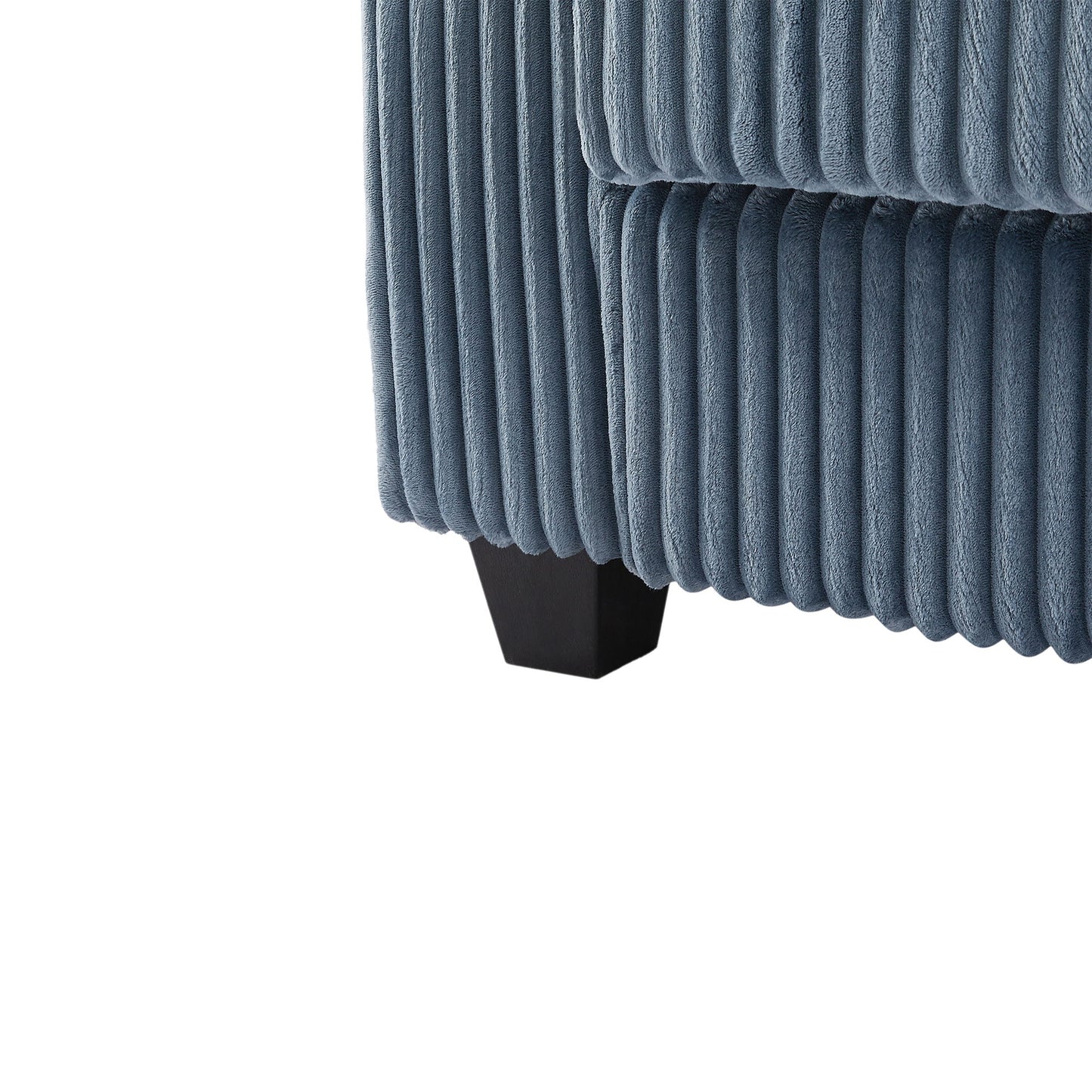 Modern 4 Seater Corduroy Sofa Couch With USB Ports, Hidden Storage, Flip Top Cup Holders - Blue