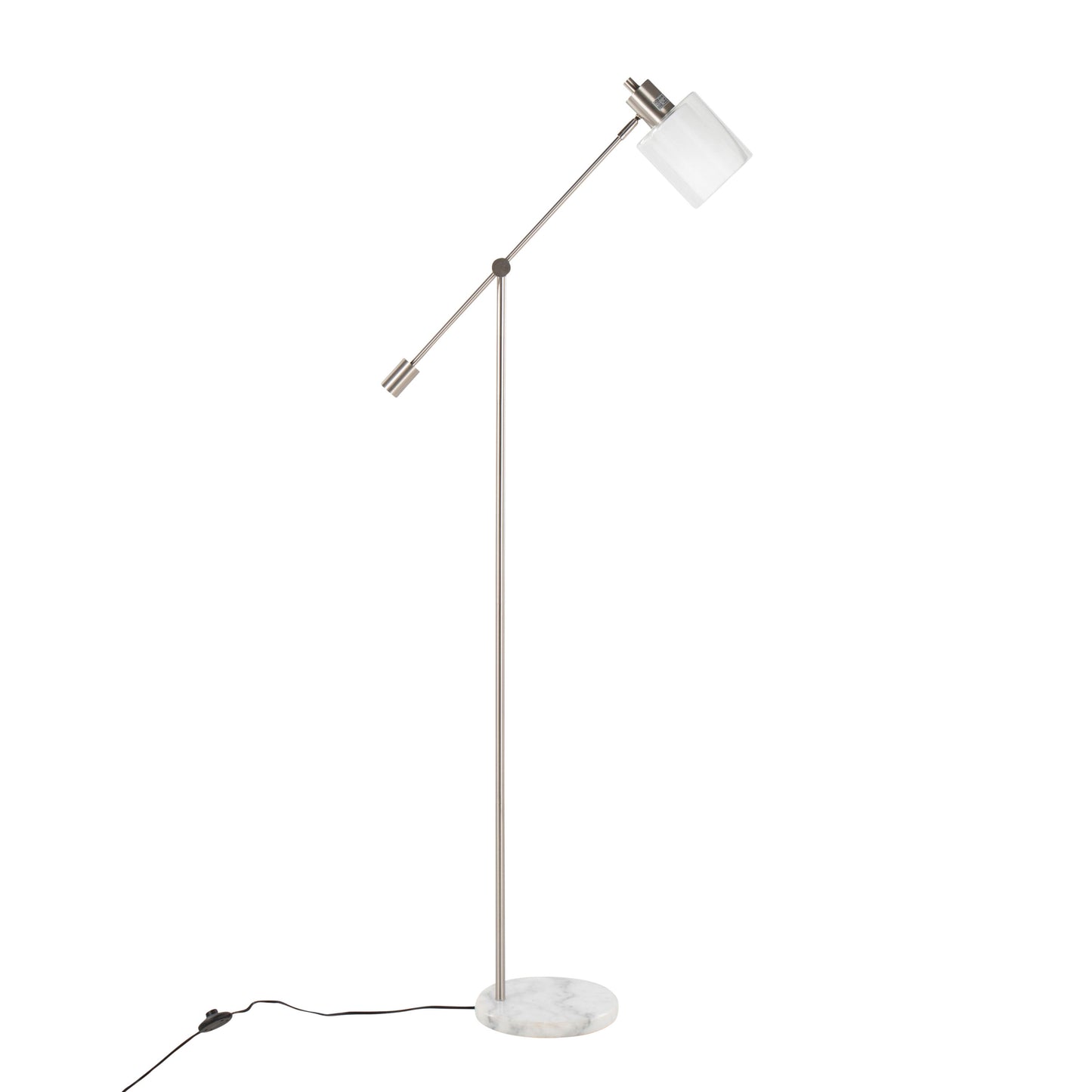 Marcel - Contemporary / Glam Floor Lamp - Nickel / Clear / Frosted