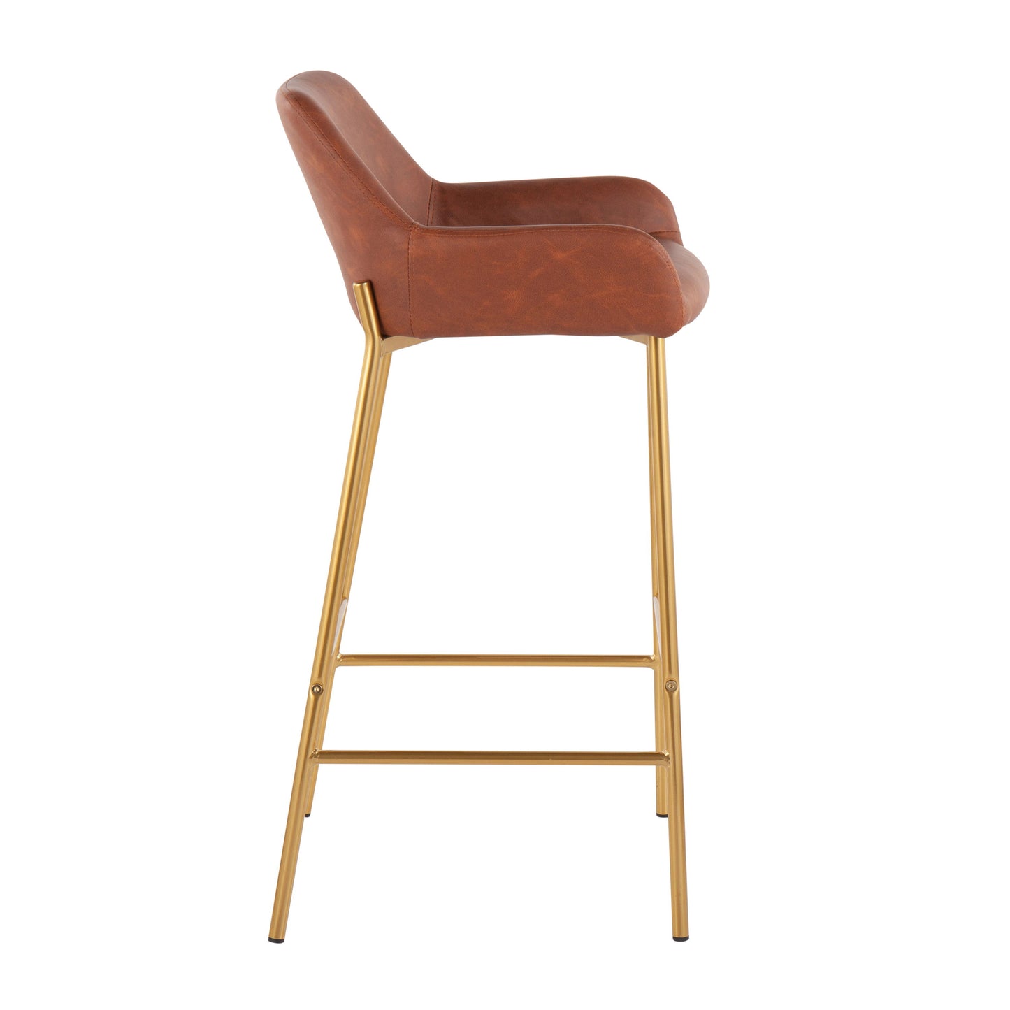 Daniella - Contemporary / Glam Fixed Height Bar Stool (Set of 2) - Gold / Camel