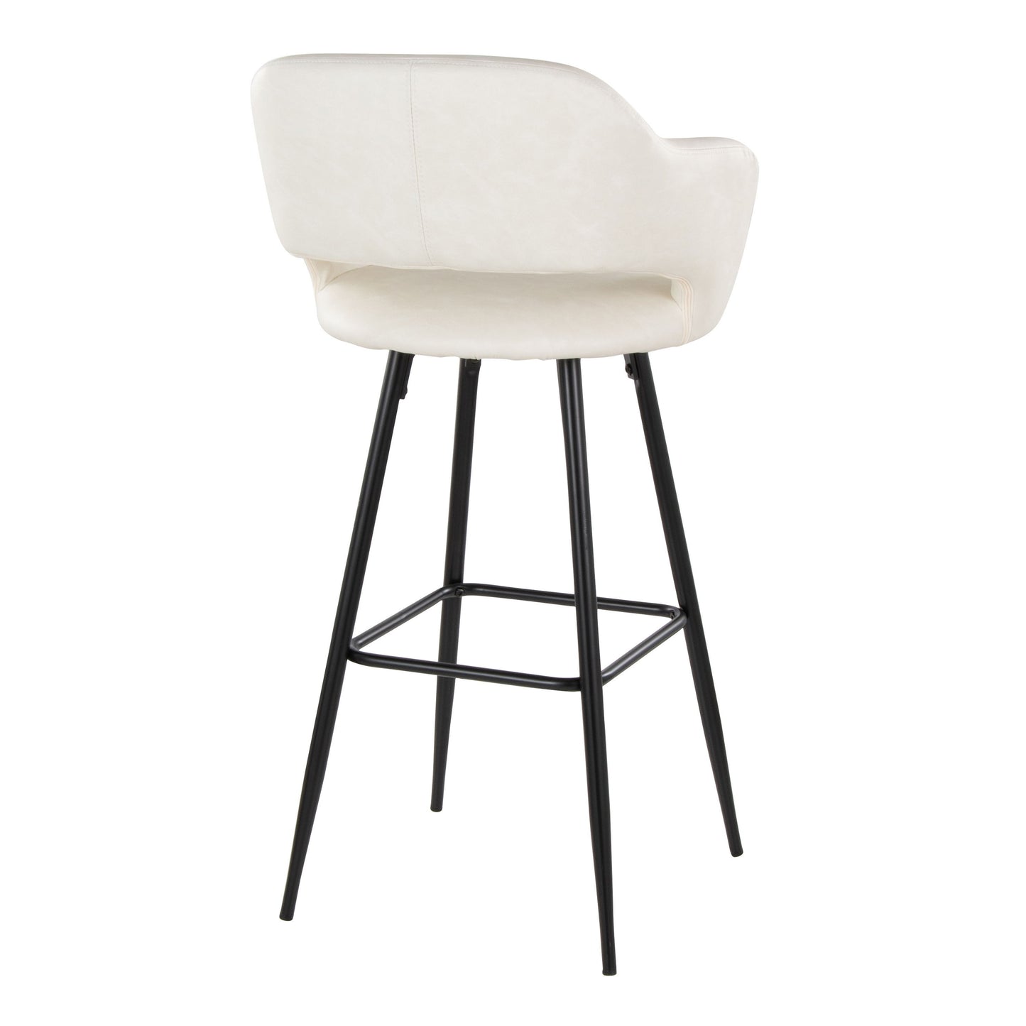 Margarite - Contemporary Fixed Height BarStool With Square Footrest (Set of 2) - Black / Cream