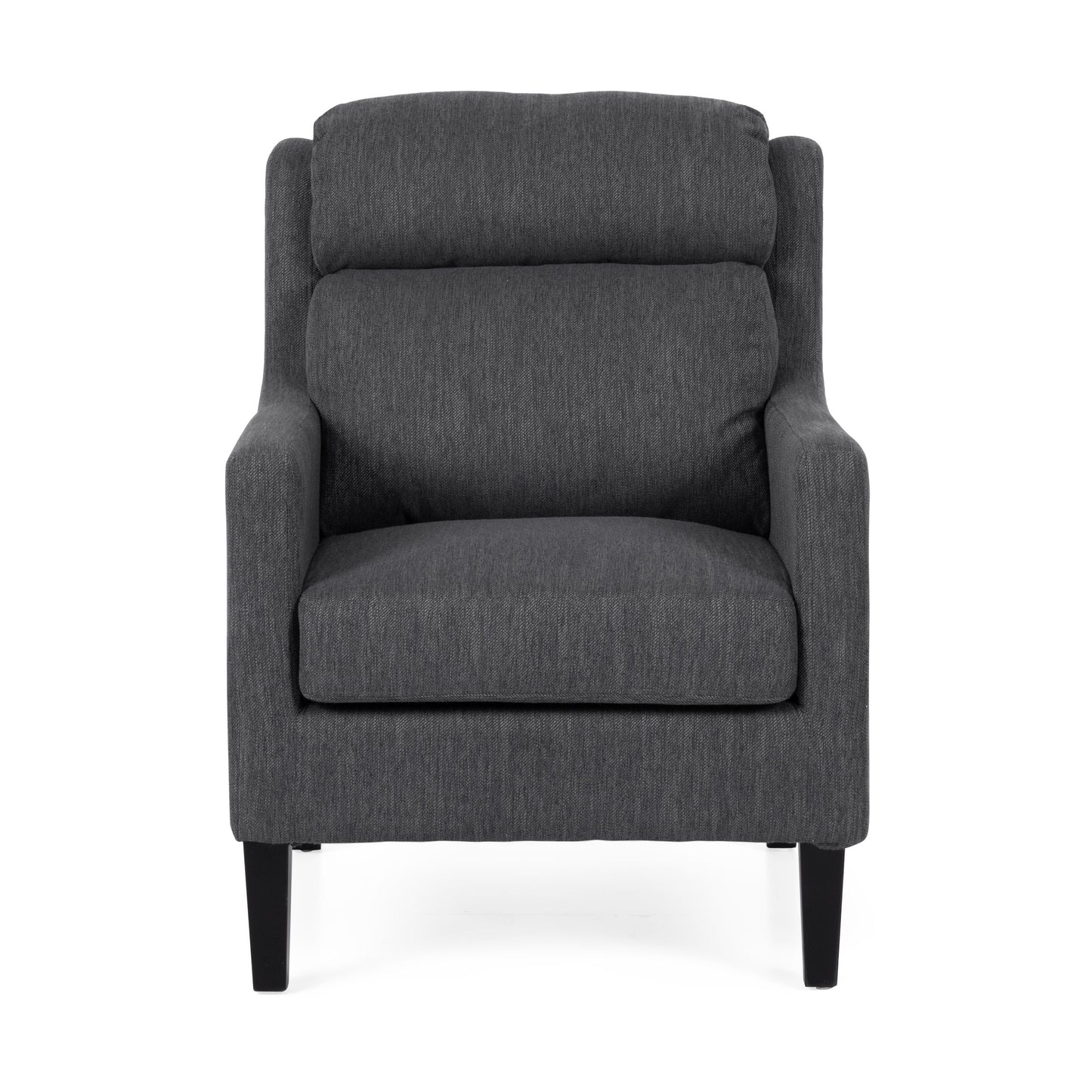 Contemporary Club Chair With Upholstered Fabric And Rubberwood Legs - Charcoal