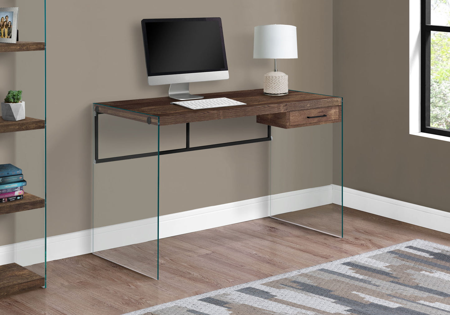 Computer Desk For Home Office, Laptop, Storage Drawers, Modern - Brown