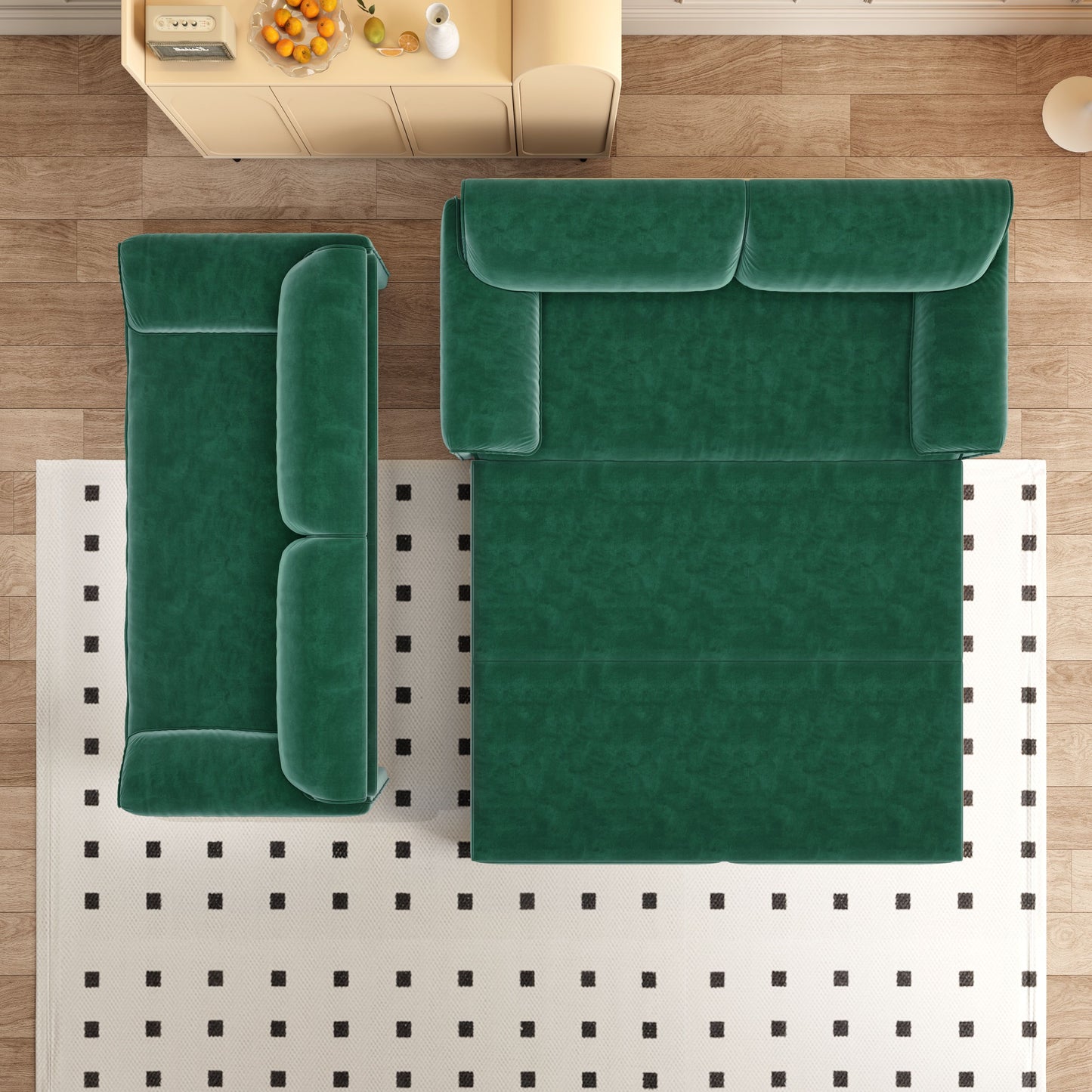 Queen Pull Out Sofa Bed, 3 In 1 Convertible Sleeper Sofa With Side Storage Multifunctional Velvet Loveseat Bed For Living Room - Green