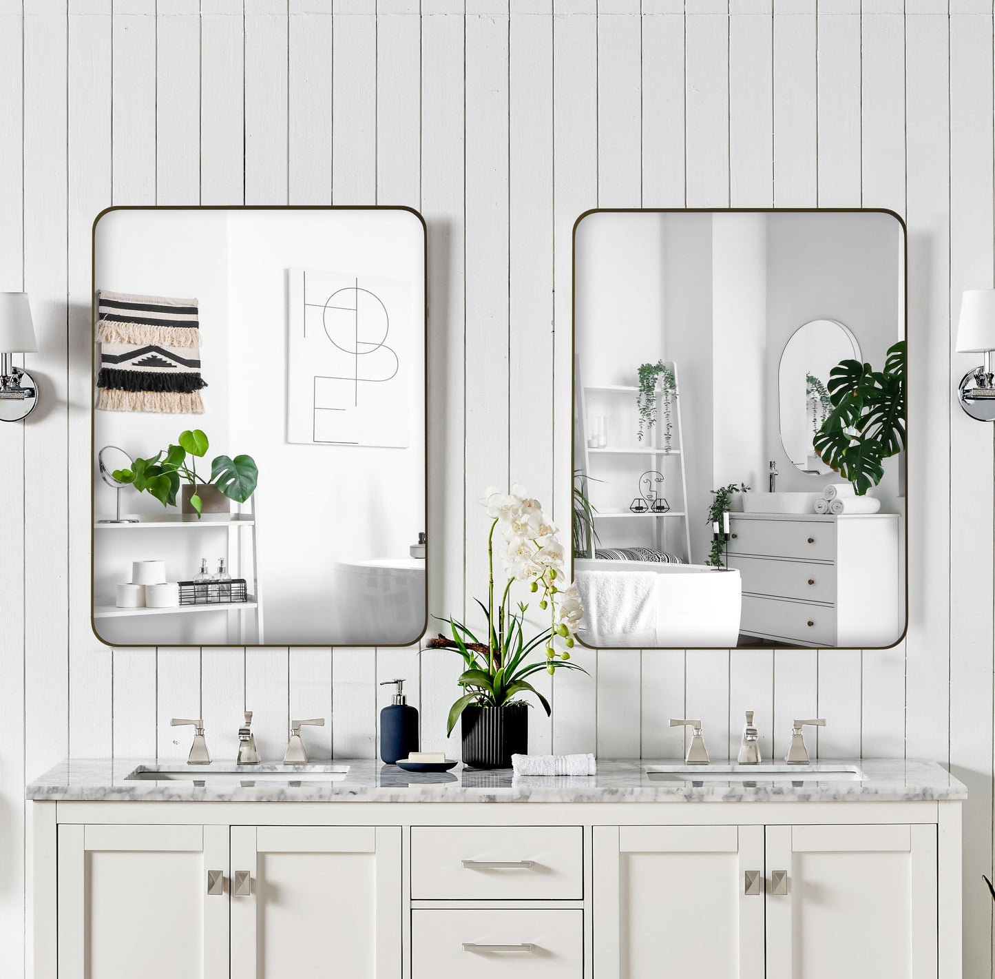 Wall Mirror Rectangular Mirror Metal Framed Mirror Vanity Mirror Dressing Mirror, For Bathroom, Living Room, Bedroom - Black