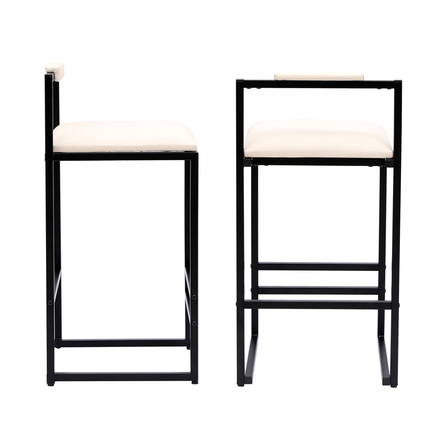 Modern Upholstered Bar Stools Set With Metal Frame For Counter Or Kitchen Island - Beige
