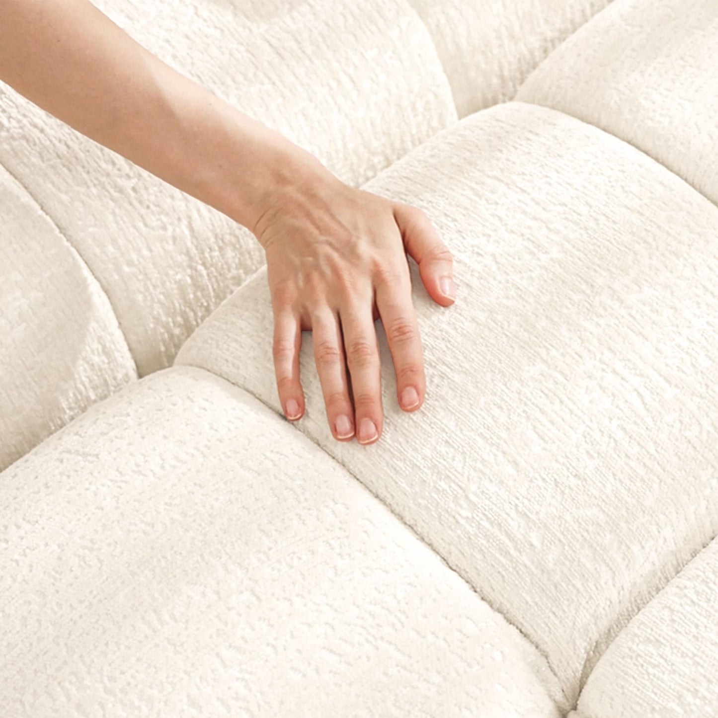 Cozy Plush 2 Seater Sofa Set With Ottomans And Throw Pillows - White