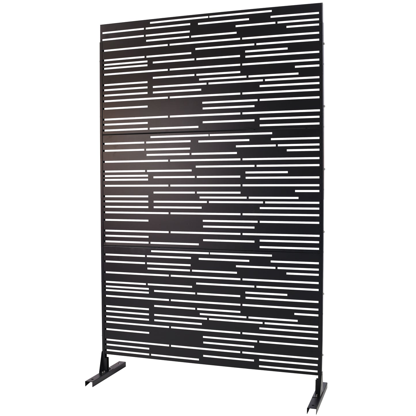 Outdoor & Indoor Privacy Screen Freestanding Decorative Panel Steel - Black