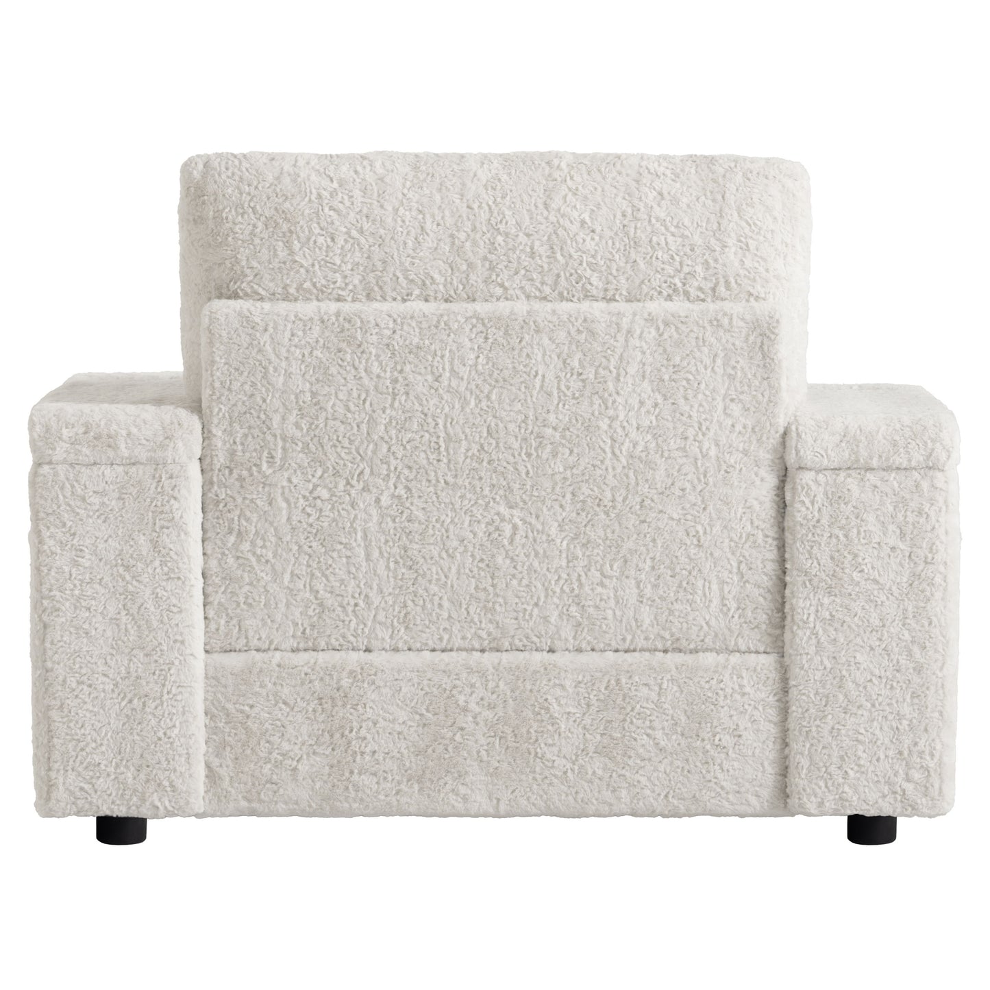 Oversized Chaise Lounge Indoor Rabbit Fur Sofa Bed With Storage Ottoman And Armrests Cup Holders With Deep Seat - Beige