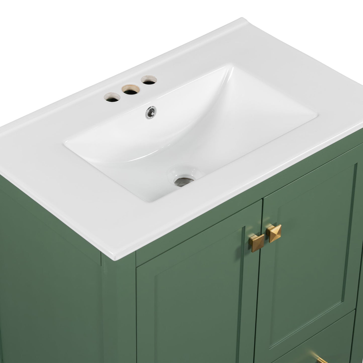 Bathroom Vanity With Single Sink, Combination Under Counter Sink, Bathroom Storage Cabinet With 2 Doors And A Drawer, Soft Closure, Multifunctional Storage - Green