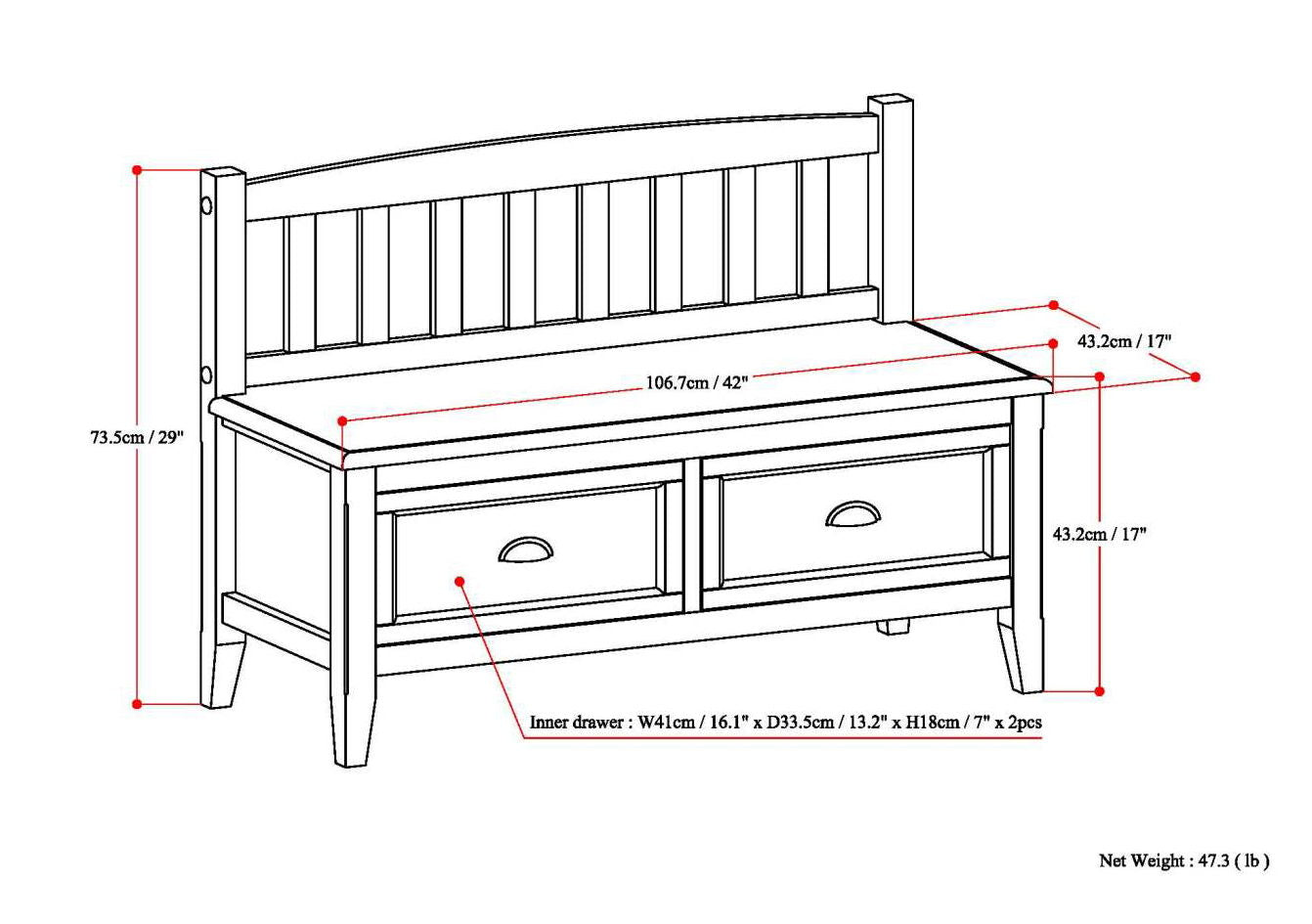 Burlington - Entryway Storage Bench With Drawers - Mahogany Brown