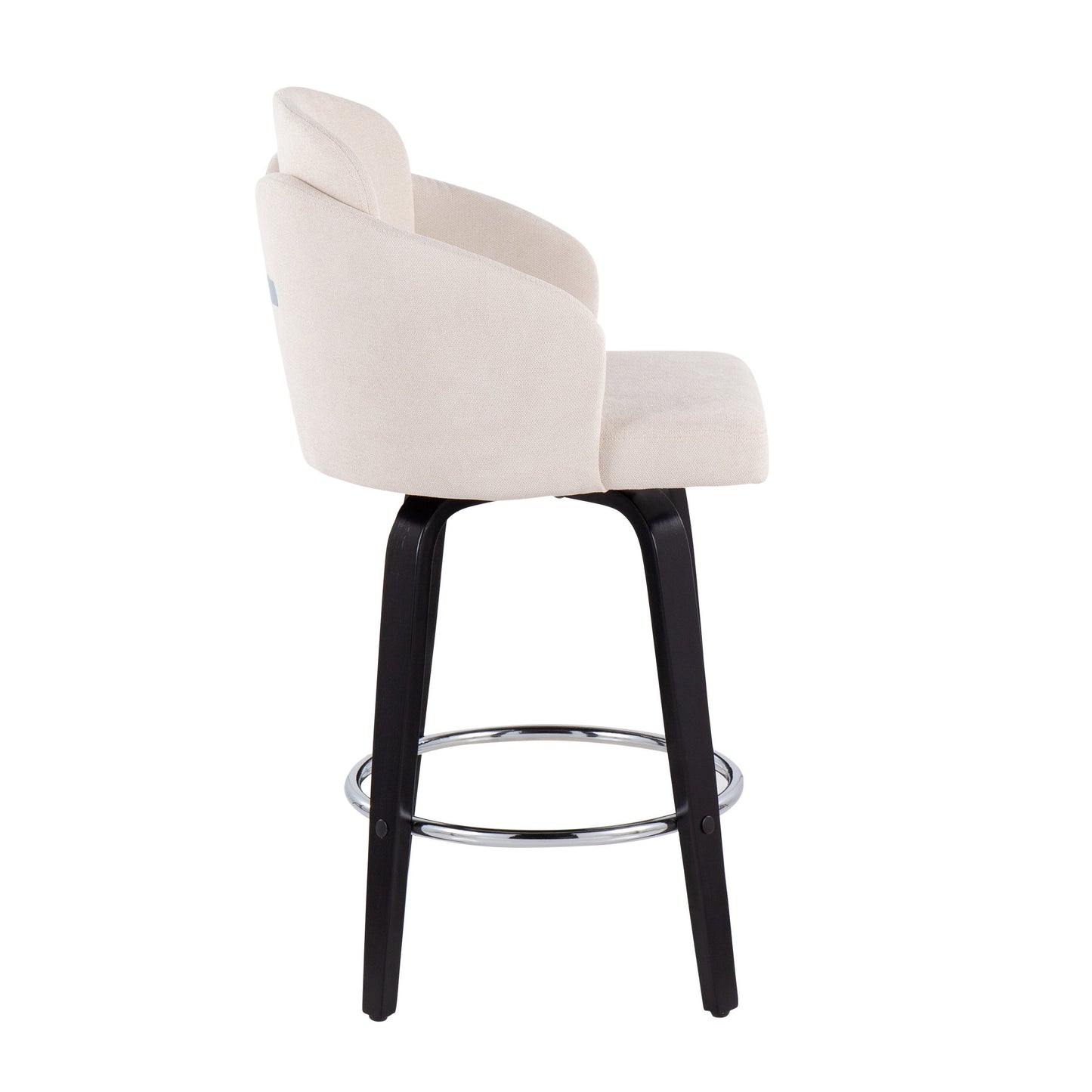 Dahlia - Contemporary Counter Stool With Round Footrest (Set of 2) - Black / Cream