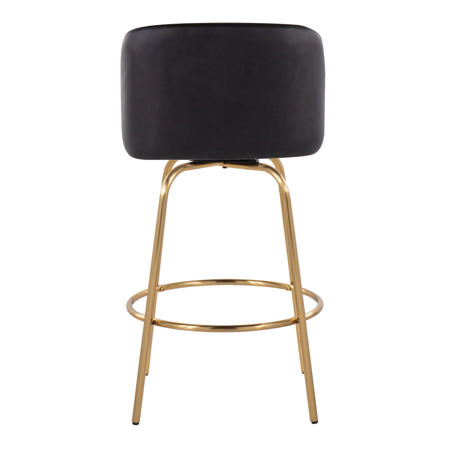 Toriano - Contemporary Fixed Height Counter Stool With Swivel With Round Footrest (Set of 2) - Black / Gold