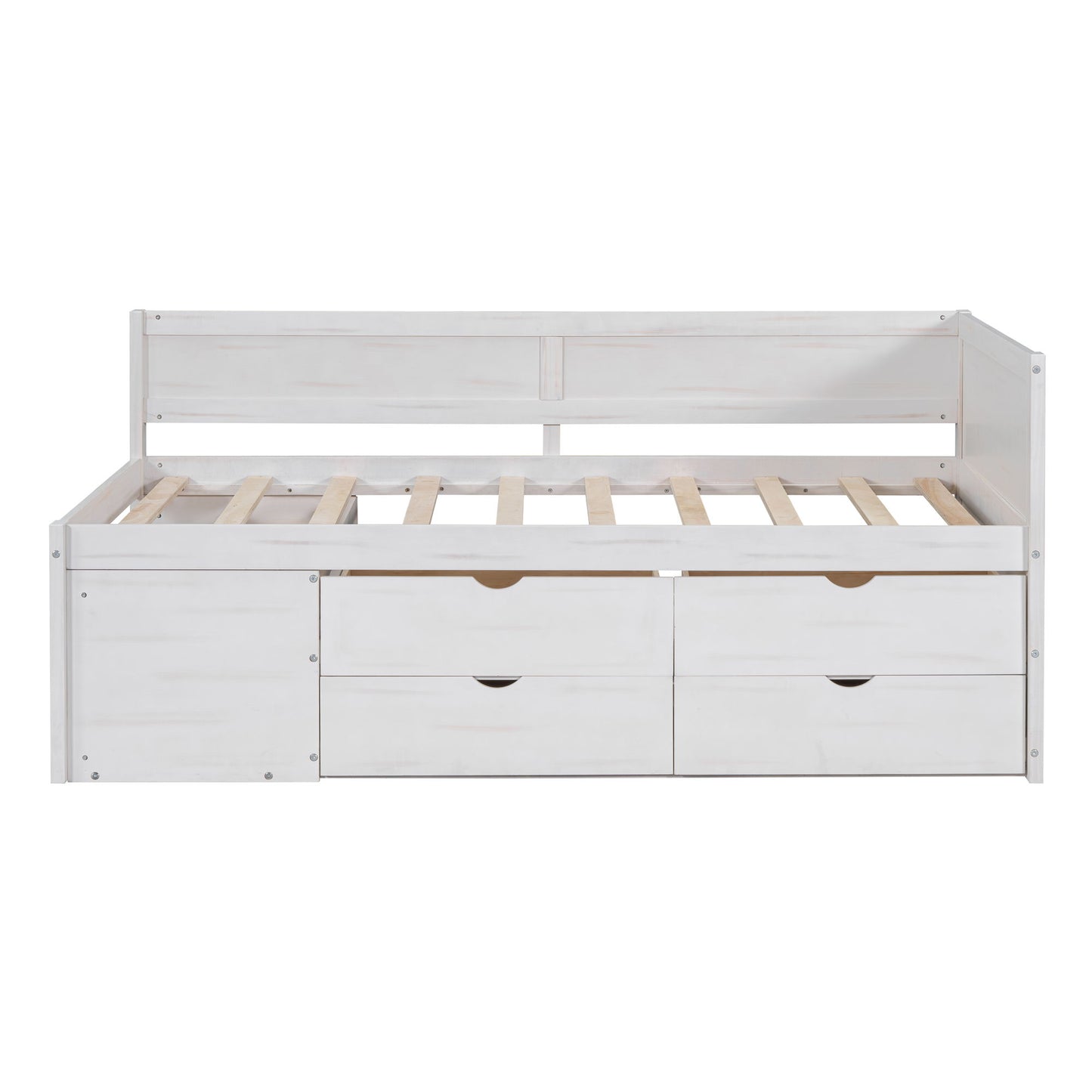 Twin Size Daybed With Drawers And Shelves - White