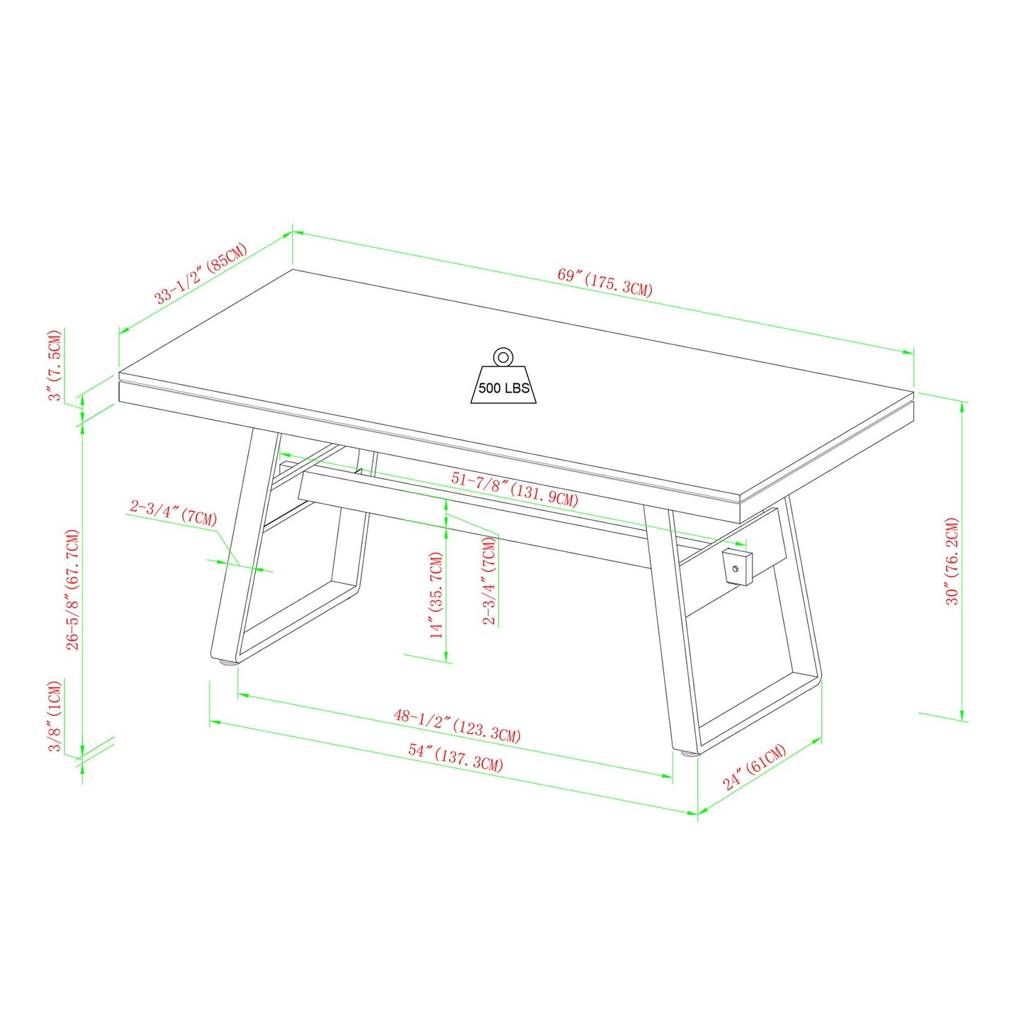 Modern Industrial Large Dining Table - Dark Walnut