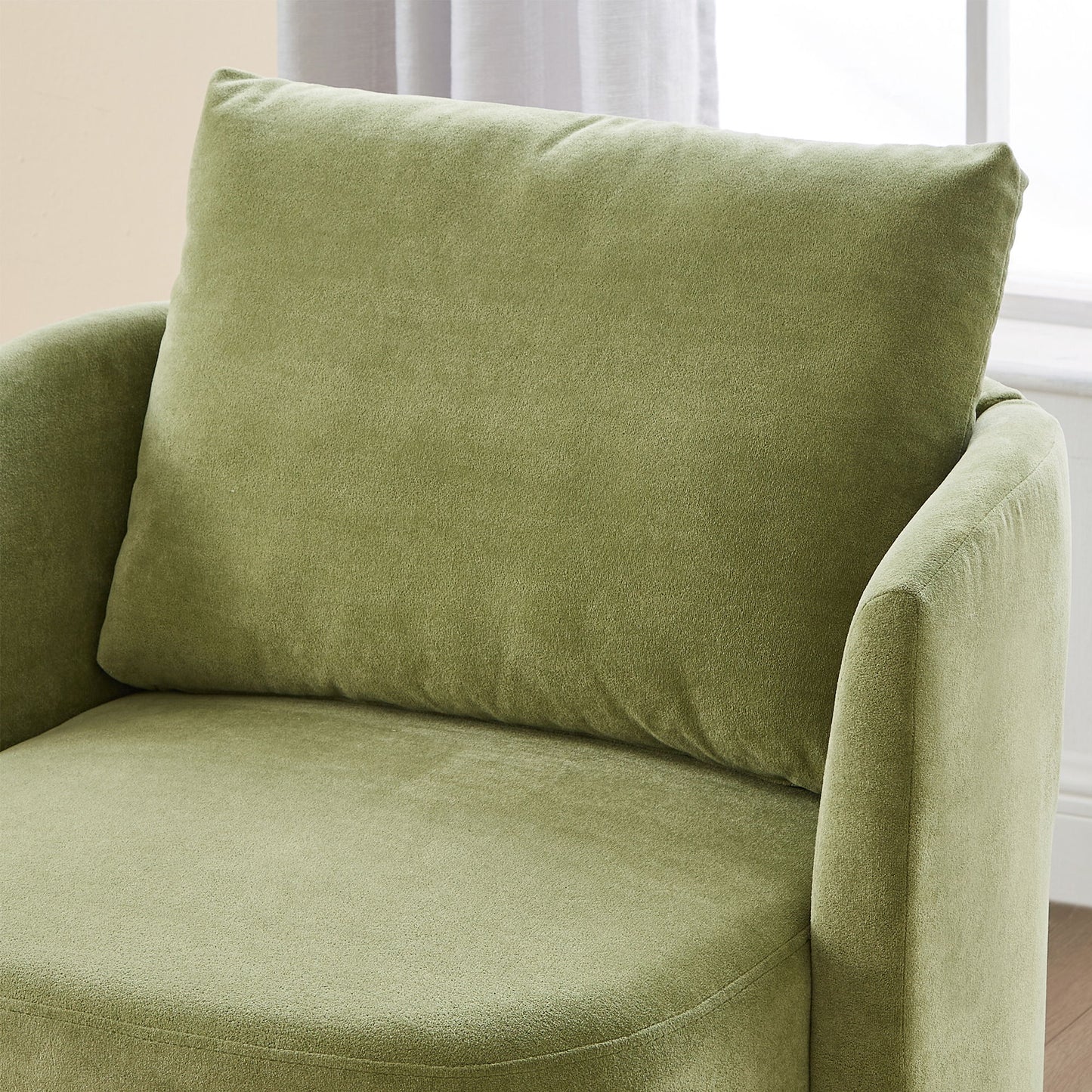 360ÔøΩÔøΩ Swivel Chair, Accent Barrel Armchair, Upholstered With Curved Design - Green