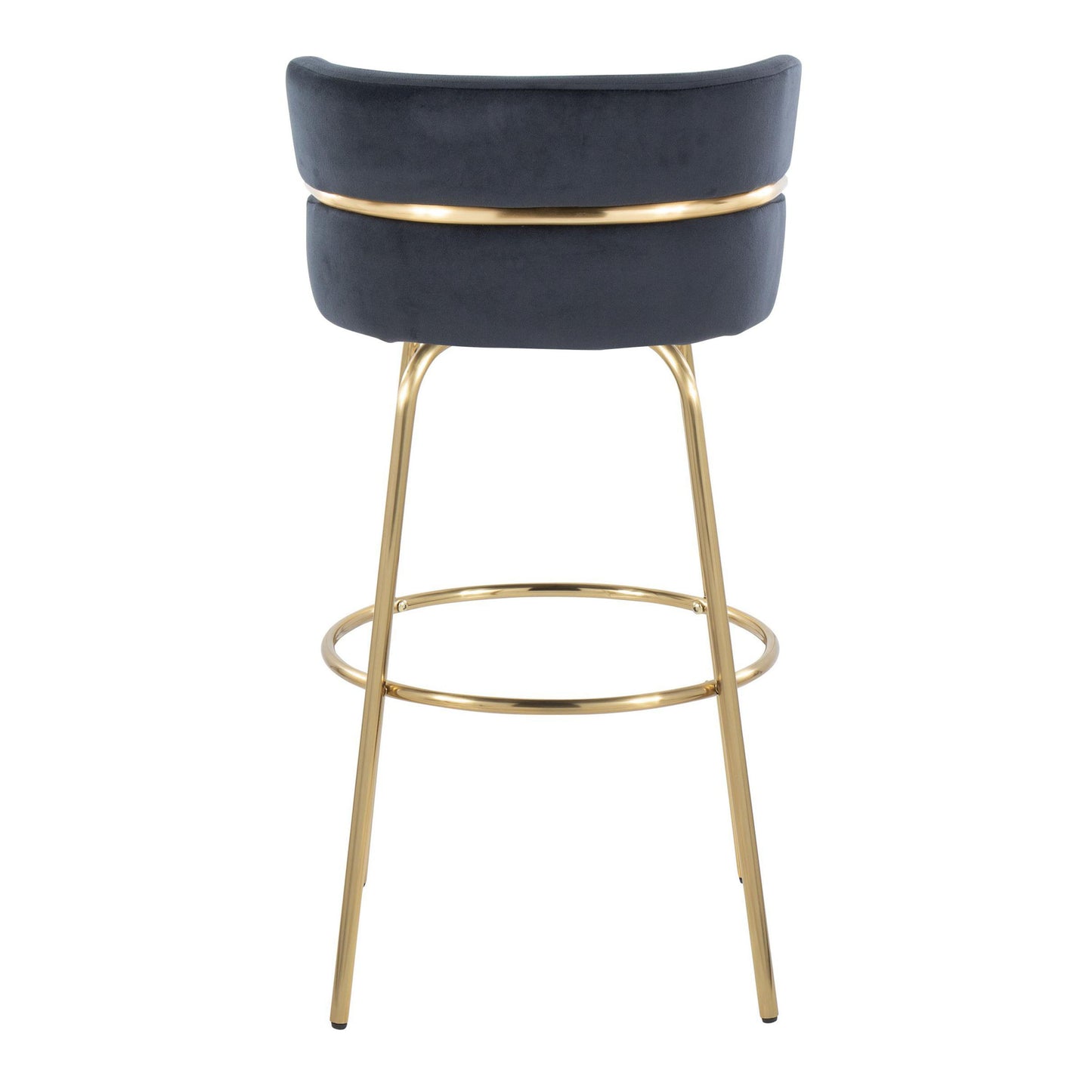 Cinch - Glam / Art Deco Fixed Height Barstool With Swivel With Round Footrest (Set of 2) - Gold / Black