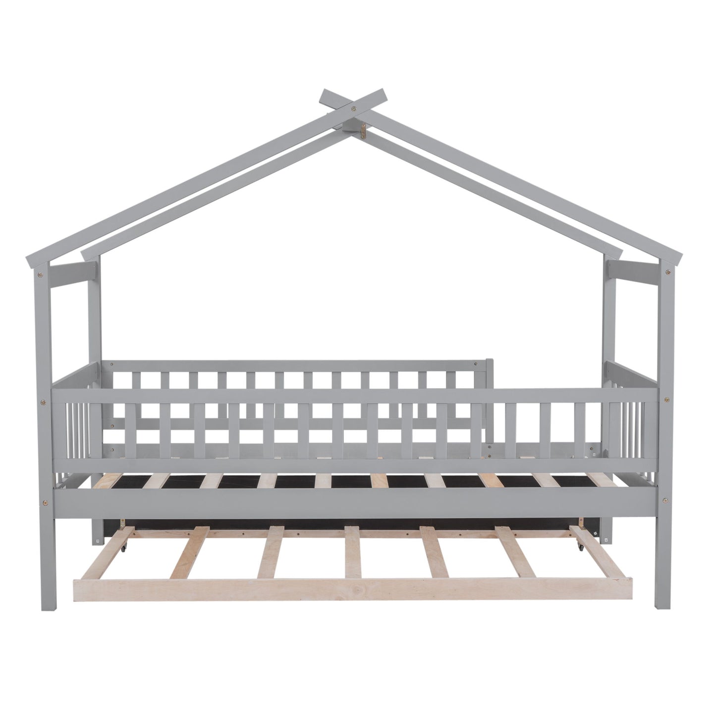 Twin Size House Bed & Twin Size Trundle - Gray
