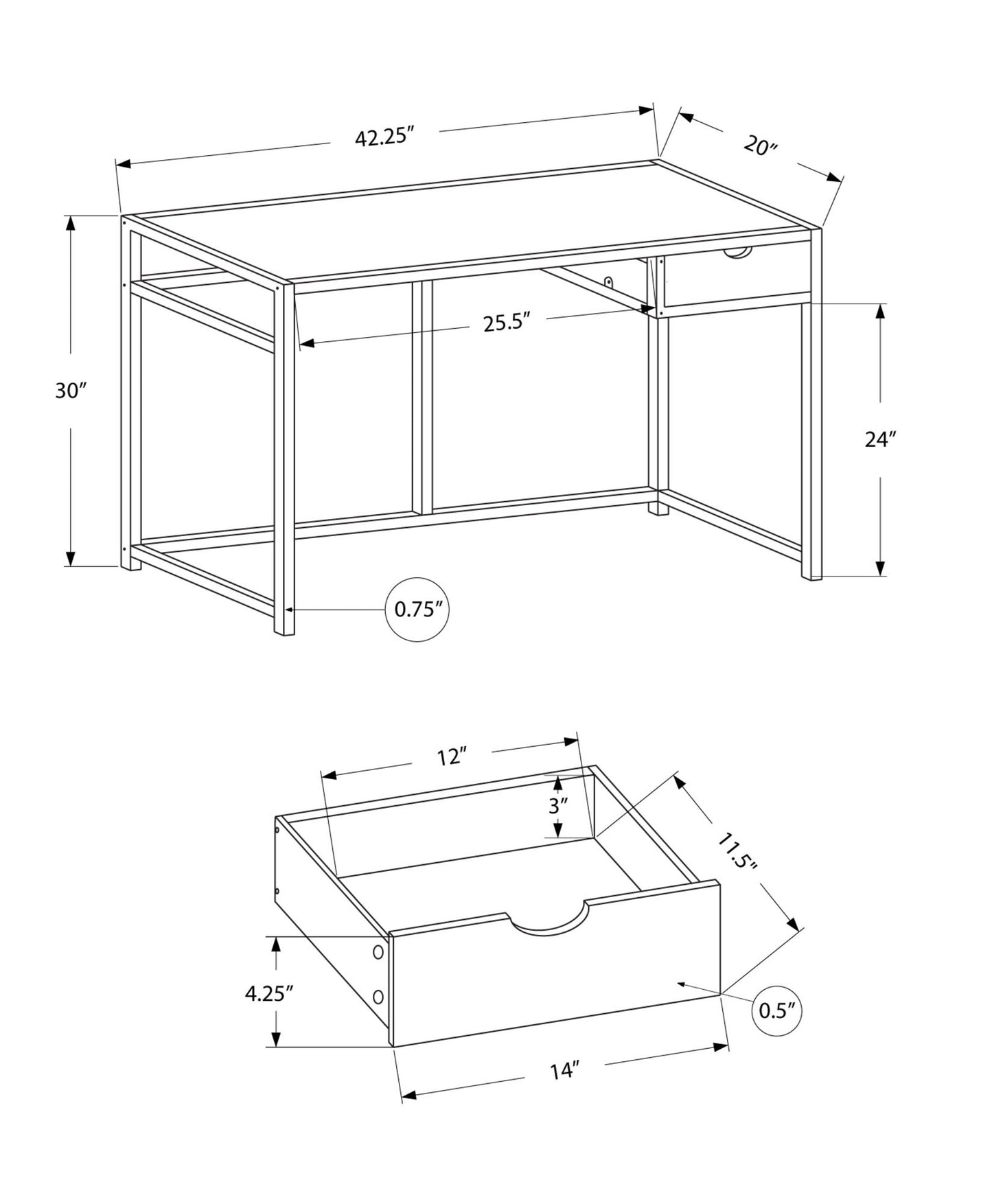 Computer Desk For Home Office, Laptop, Storage Drawer, Contemporary & Modern - Taupe