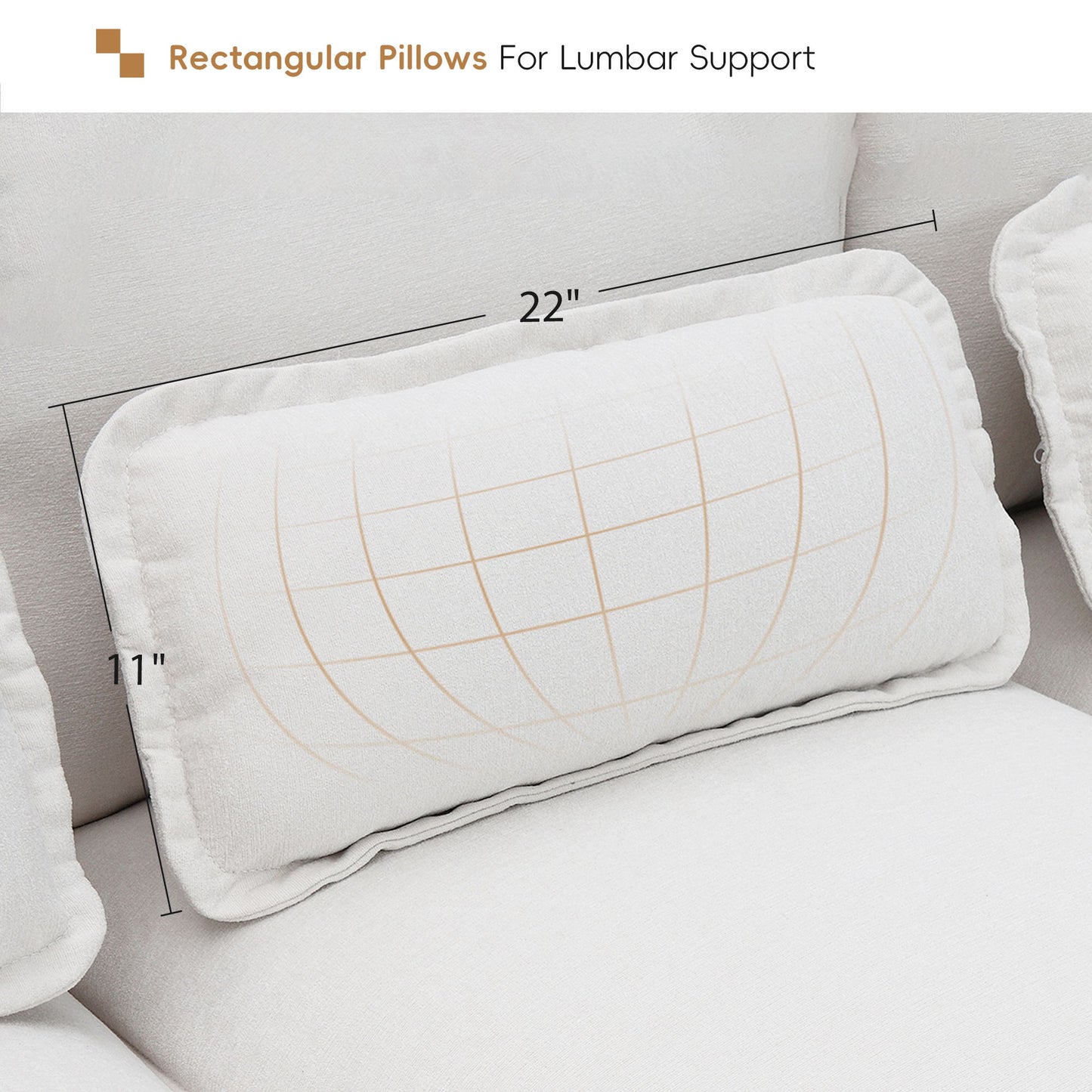 Modern U-Shaped Sectional Sofa With Waist Pillows, 6 Seat Upholstered Symmetrical Sofa Furniture, Sleeper Sofa Couch With Chaise Lounge - White
