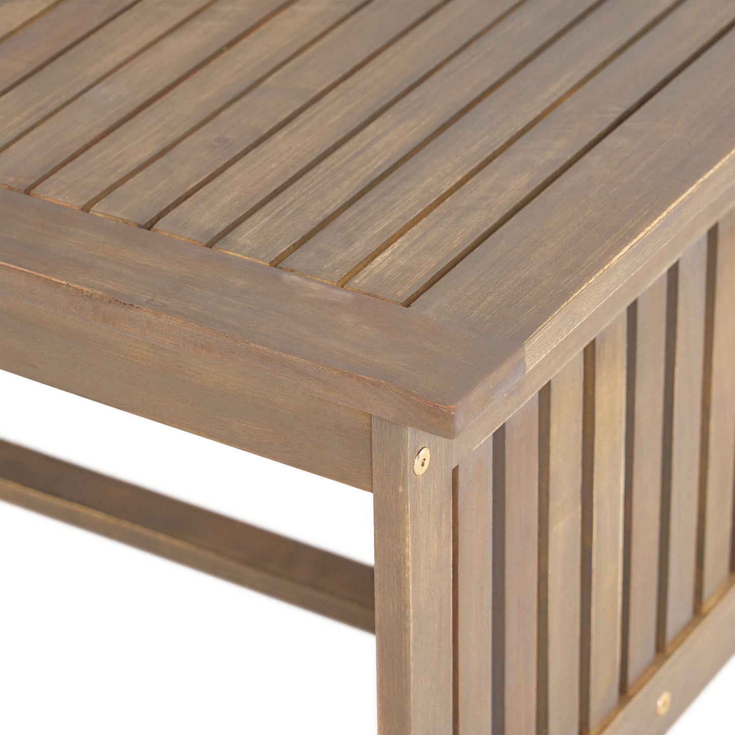 Acacia Wood Outdoor Coffee Table, Rectangular Patio Coffee Table For Outside - Gray