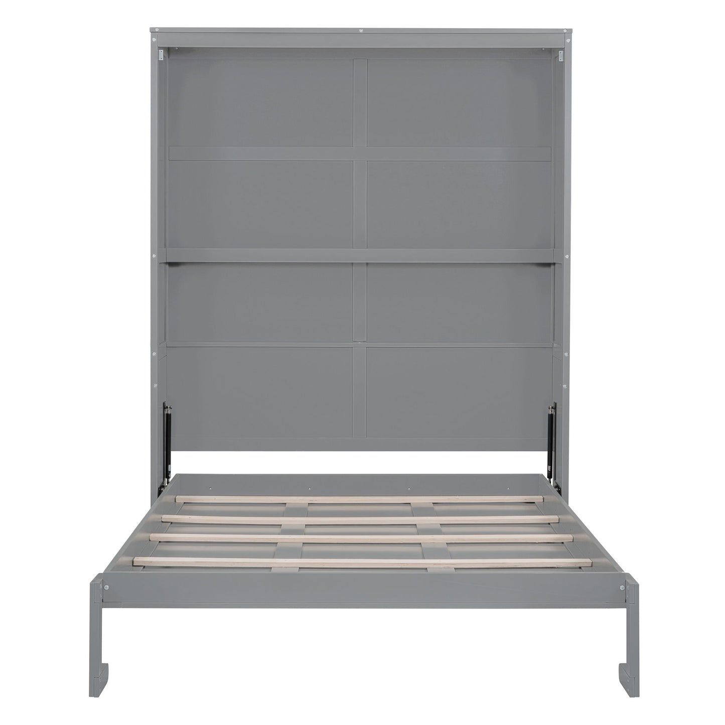 Queen Size Murphy Wall Bed With Shelves, Space Saving And Construction - Gray