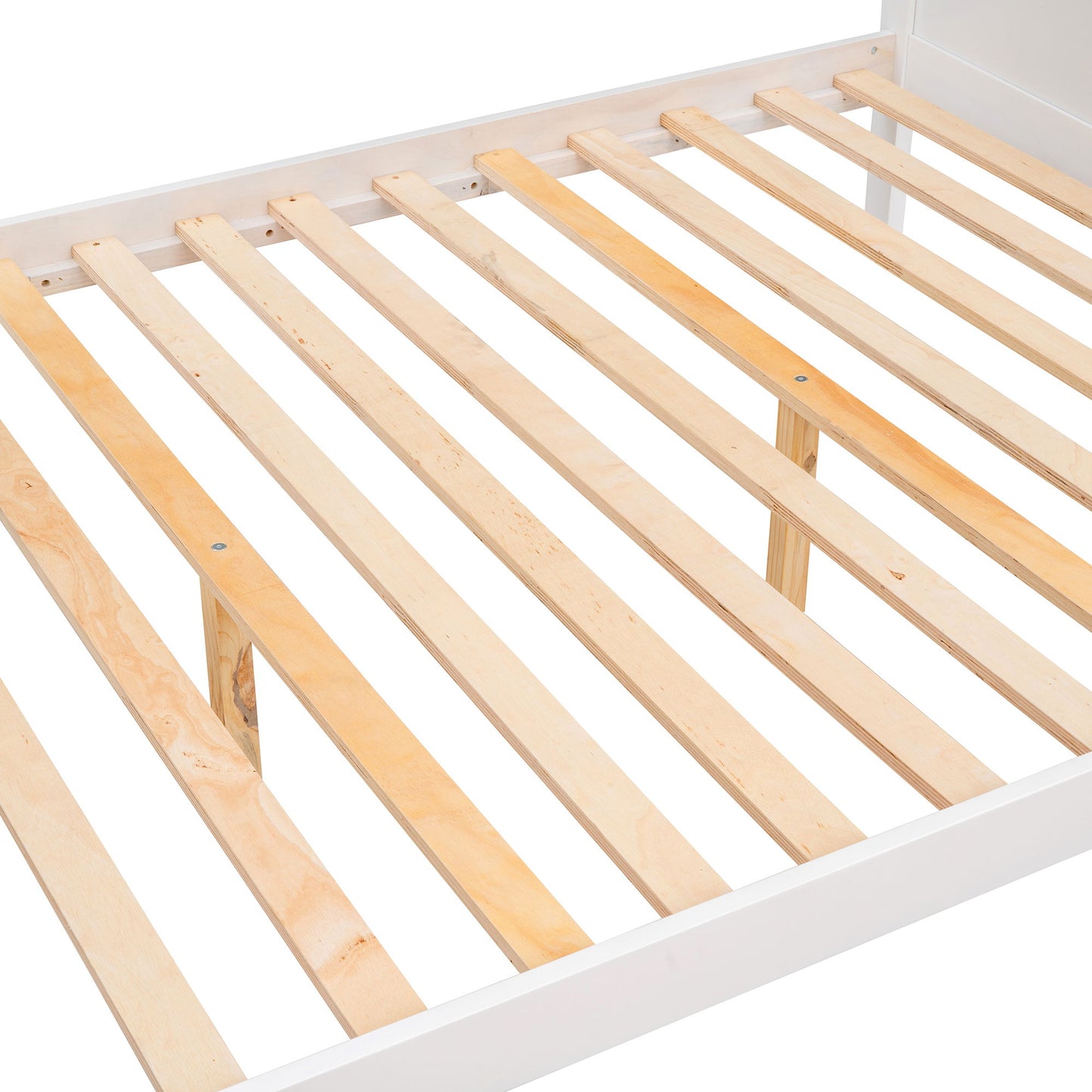 Twin Over Full Bunk Bed With Shelfs, Storage Staircase And 2 Drawers - White