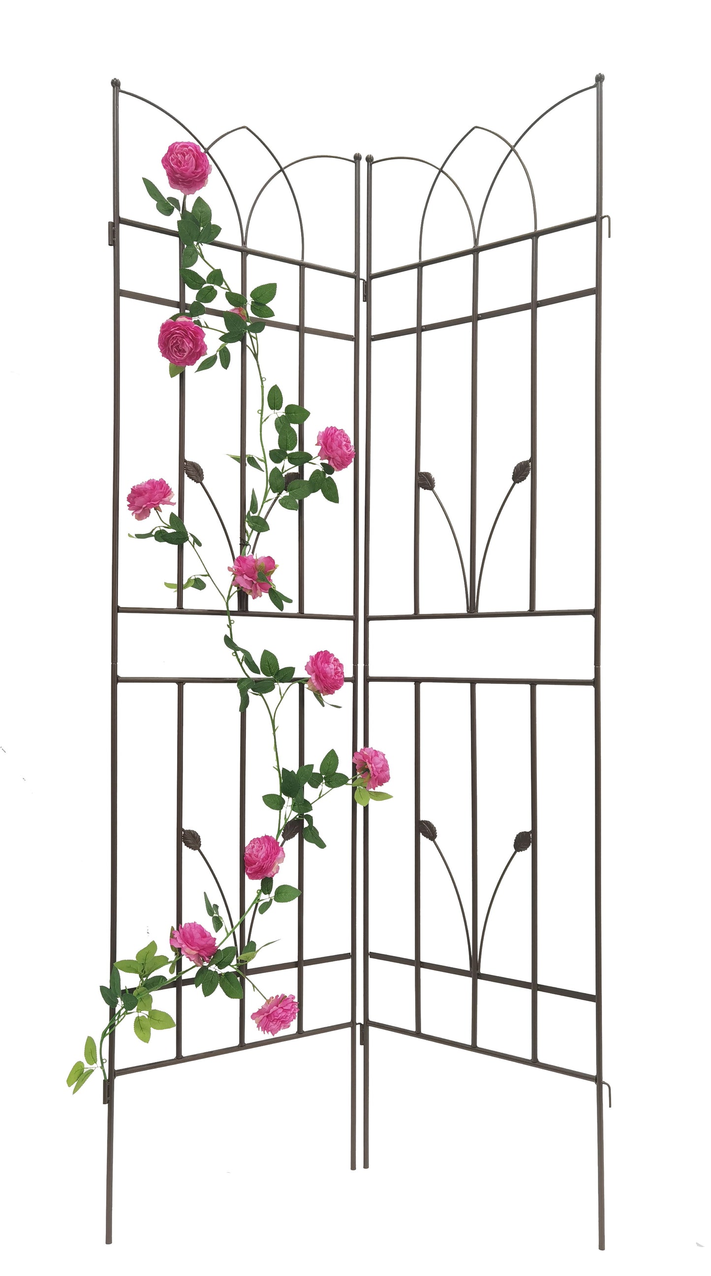 2 Pack Metal Garden Trellis Rustproof Trellis For Climbing Plants Outdoor Flower Support - Brown