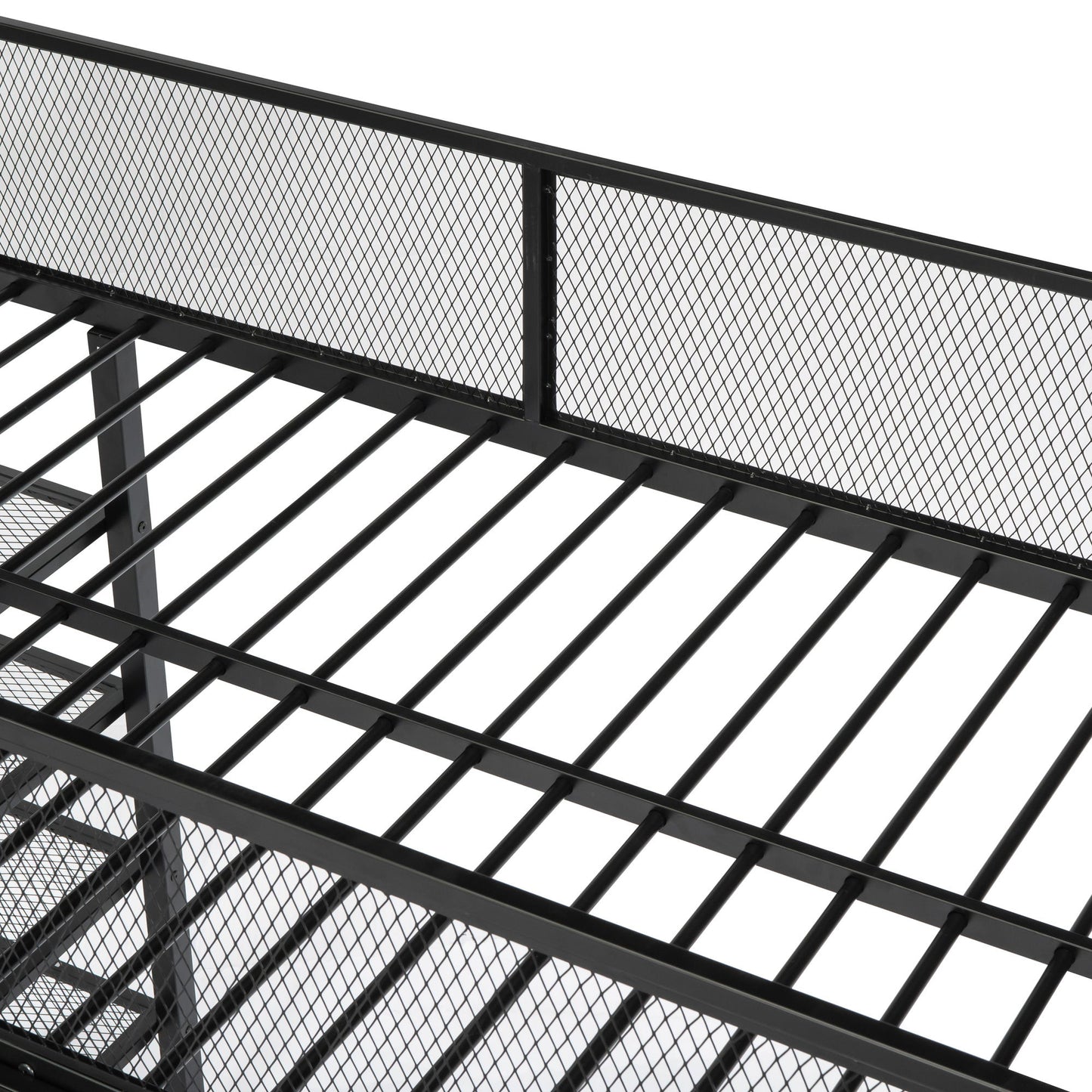 Twin Size Loft Bed With 4 Tier Shelves And Storage - Black