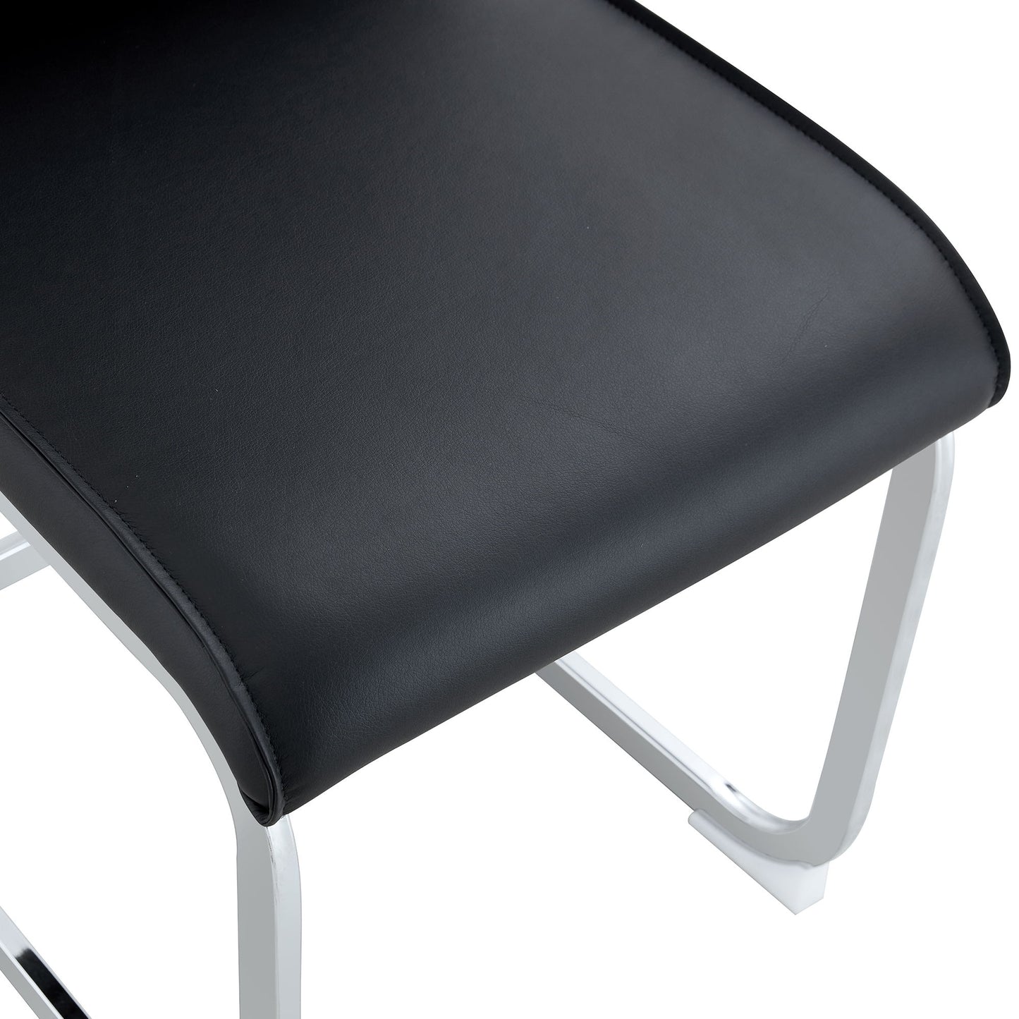 Luxurious And Minimalist Chair Covers, 2 High Elasticity Dining Chairs Metal Arched Legs - Black / Silver