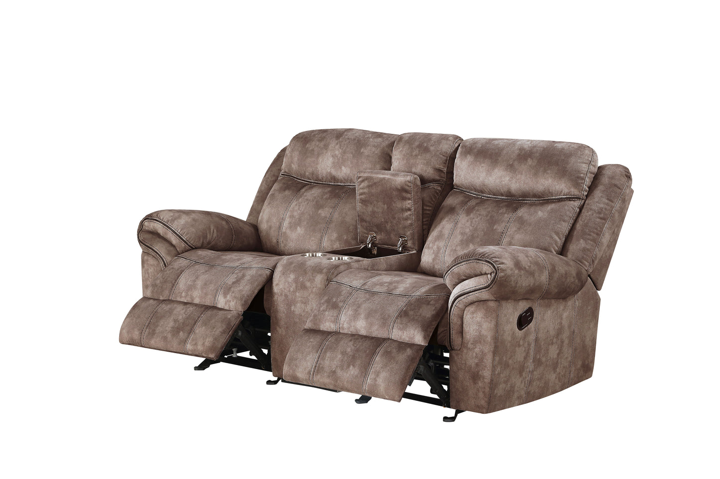 Zubaida - Two Tone Velvet 3 Piece Recliner Living Room Set - Chocolate