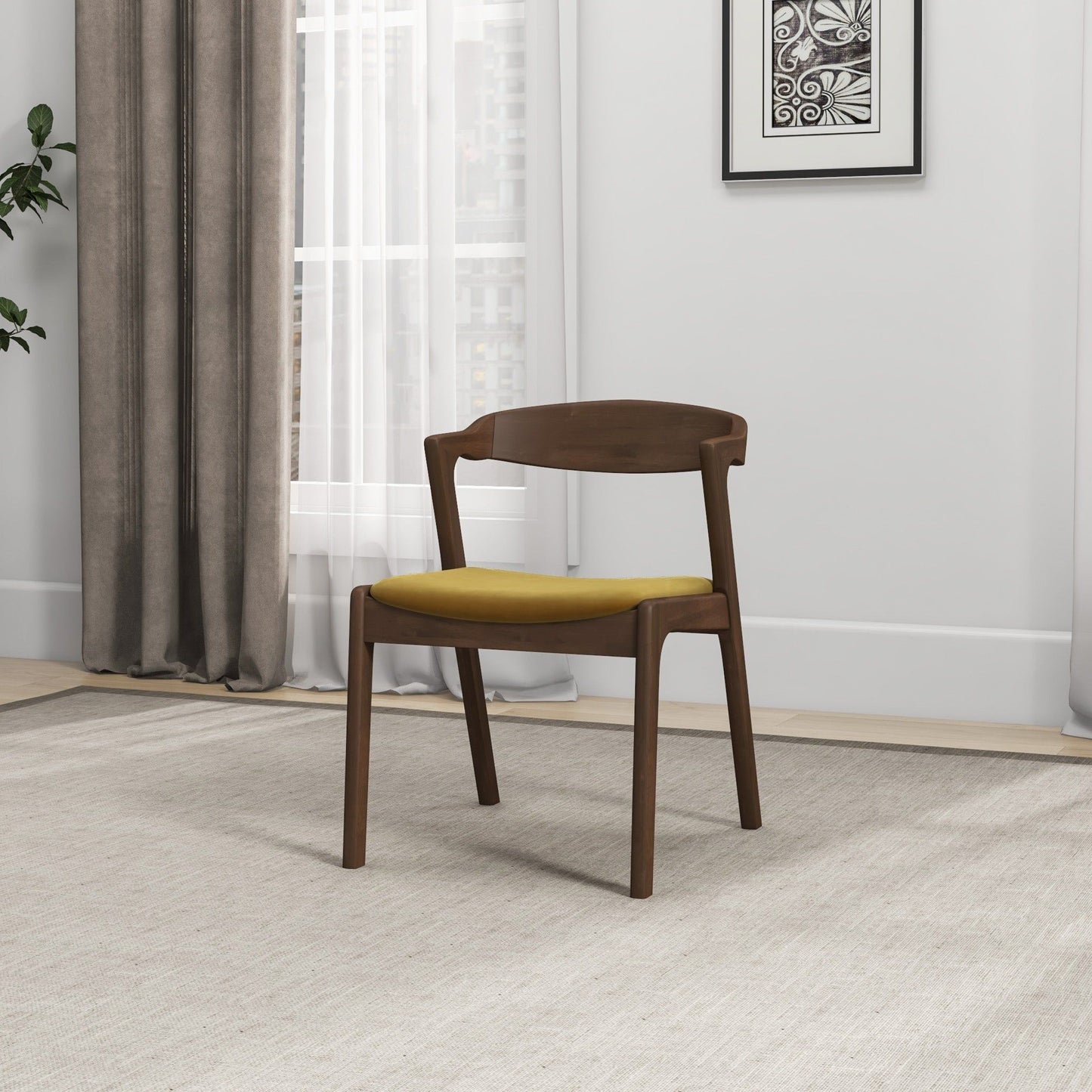 Dakota - Velvet Dining Chair (Set of 2) - Brown / Yellow