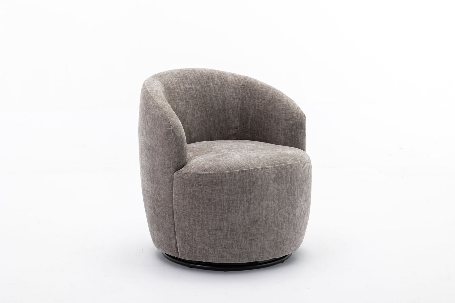 Chenille Fabric Swivel Accent Armchair Barrel Chair With Black Powder Coating Metal Ring - Gray