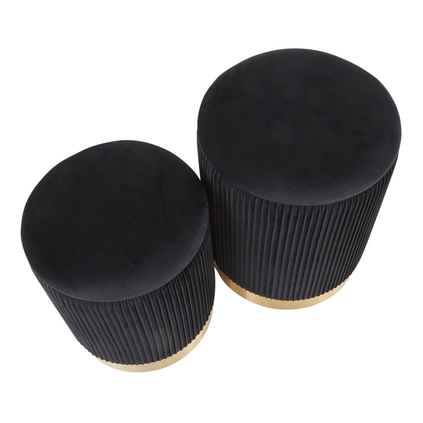 Marla - Contemporary Nesting Pleated Ottoman Set - Gold / Black
