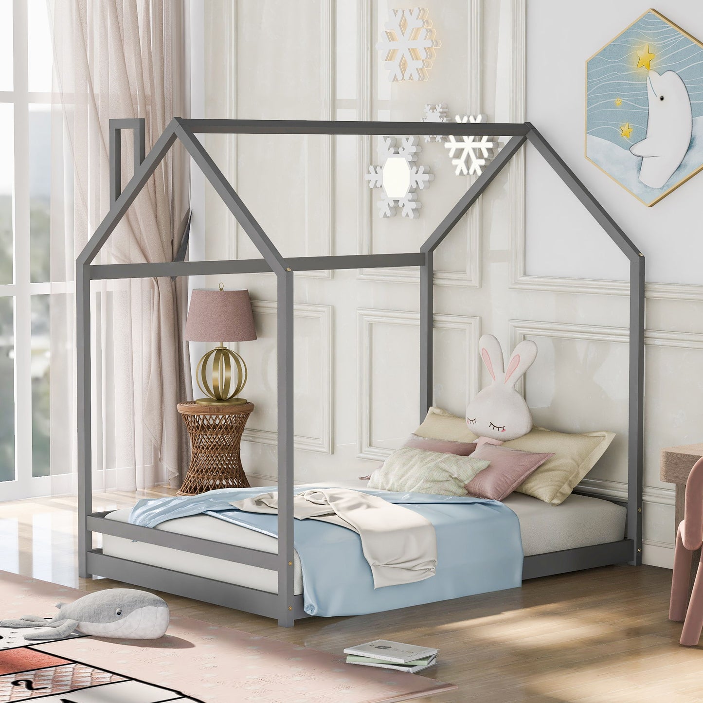 Full Size Playhouse Bed - Gray