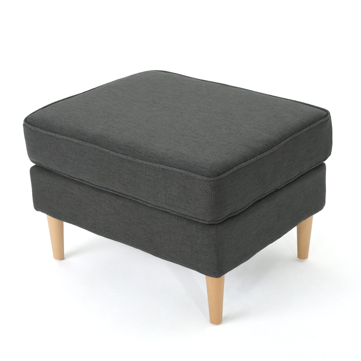 Upholstered Ottoman With Tapered Legs - Dark Gray