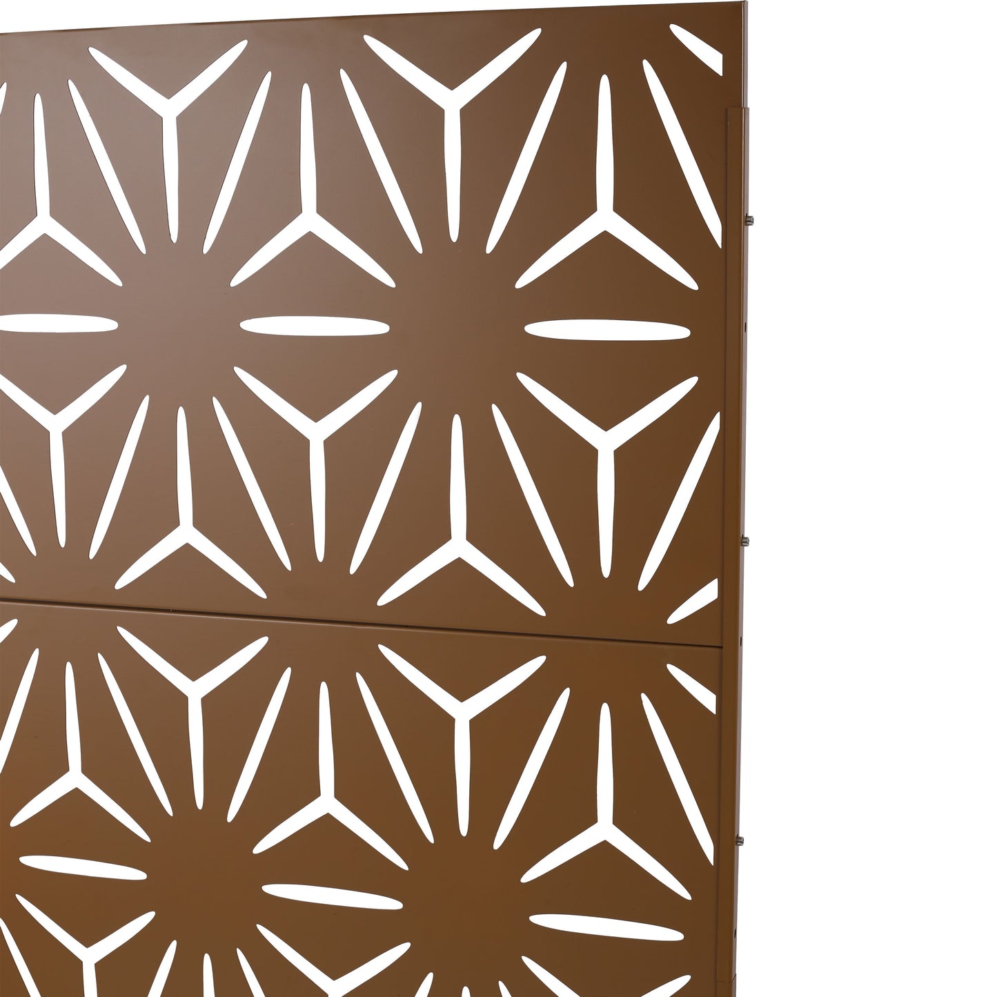 Freestanding Decorative Metal Privacy Screen For Deck Balcony Patio - Brown, Steel, 76" H X 48" W