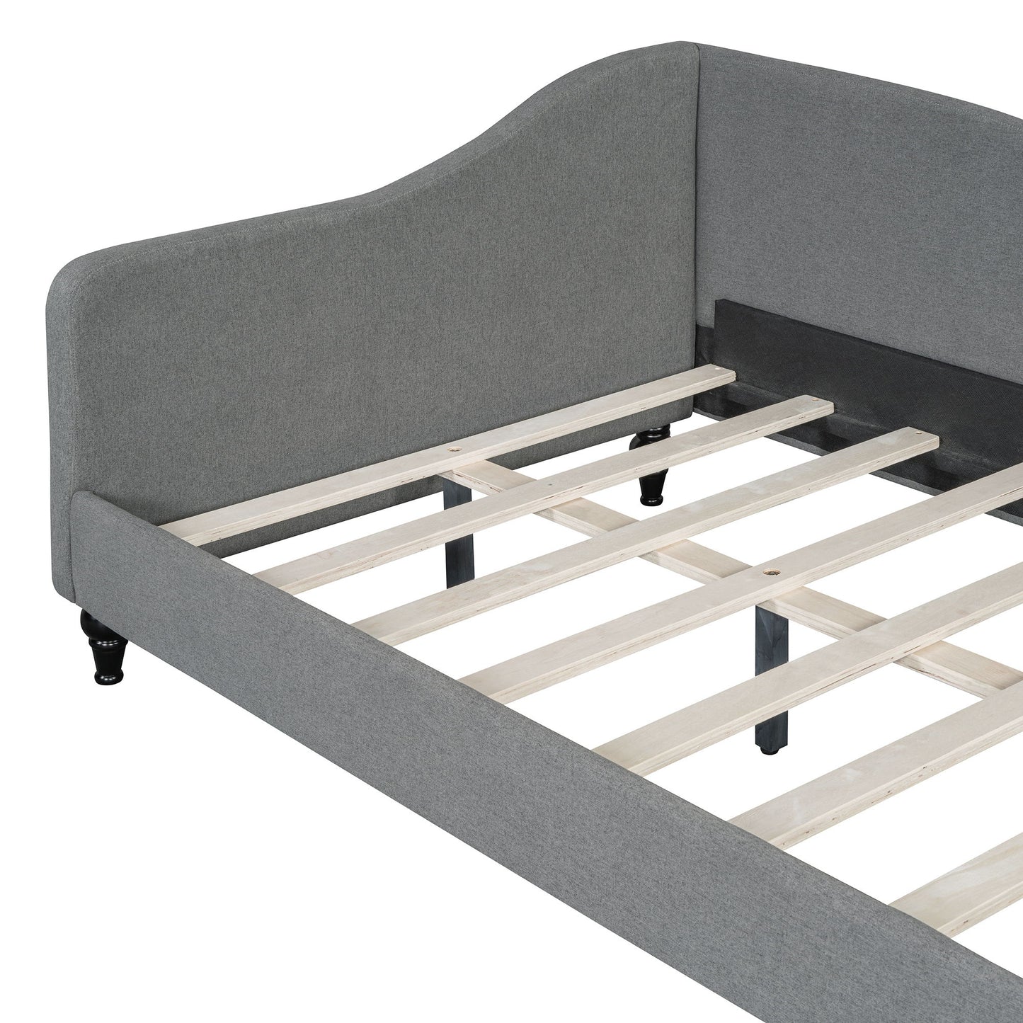 Twin Size L Shaped Linen Daybed With Legs - Gray