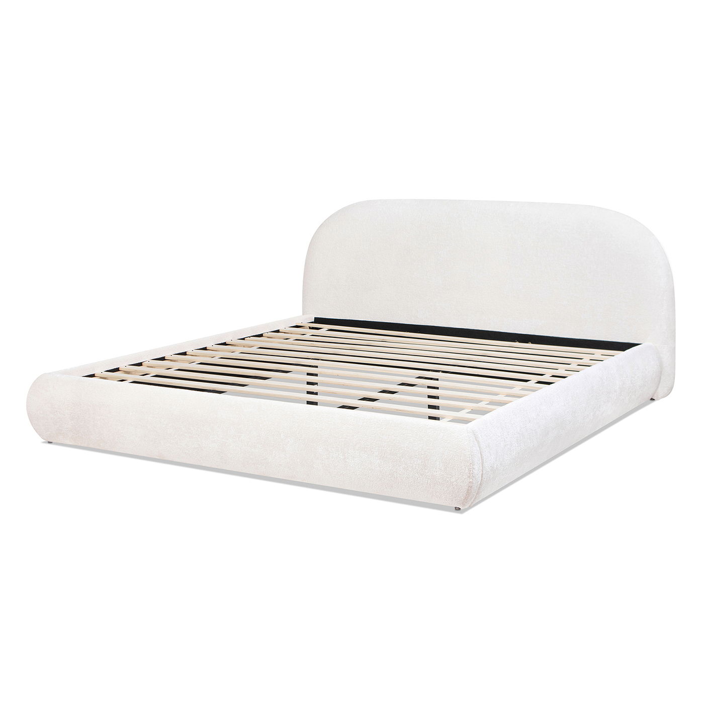 Archie Puffy Grounded - King Upholstered Platform Bed - Almond White