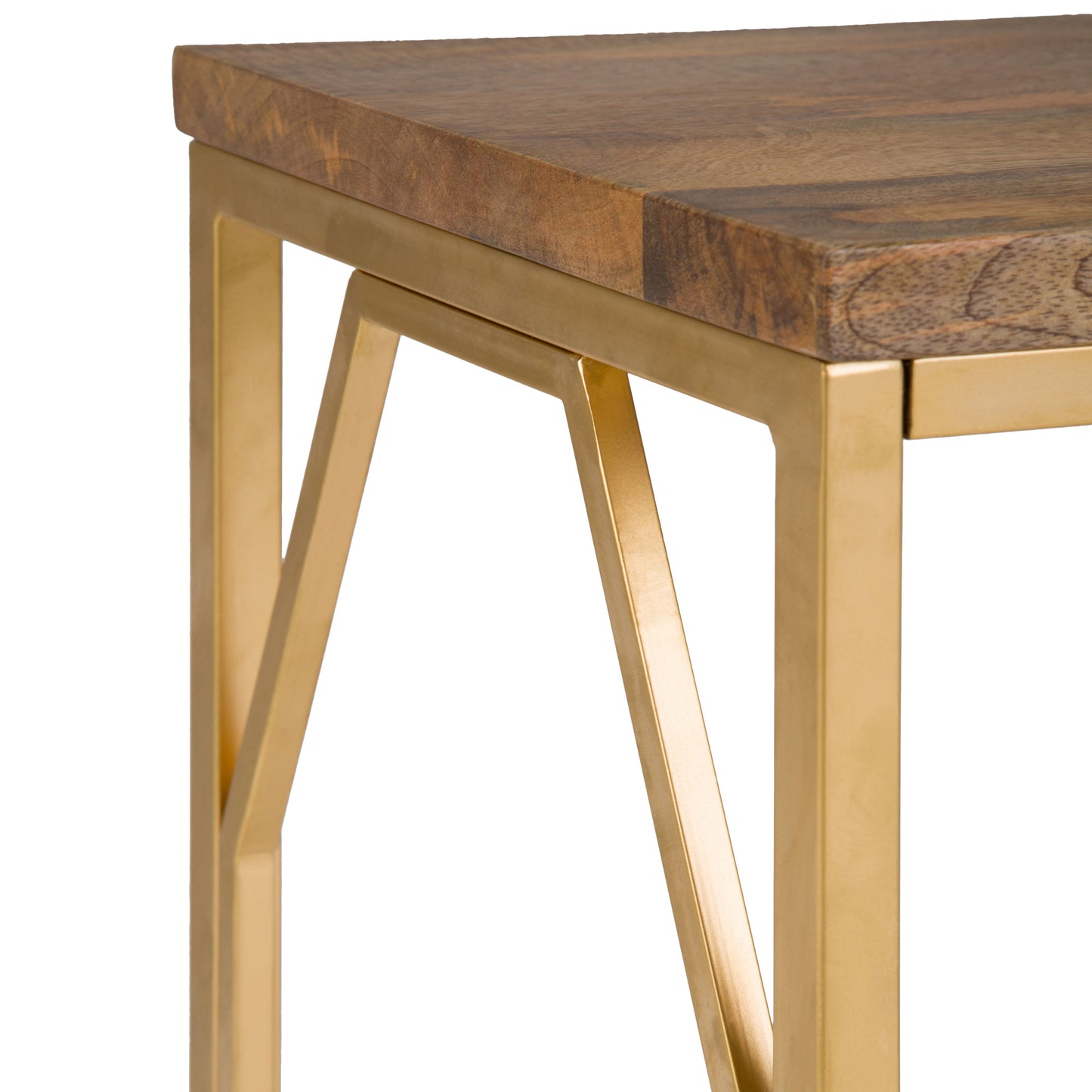 Selma - Metal And Wood Accent Table - Natural / Gold