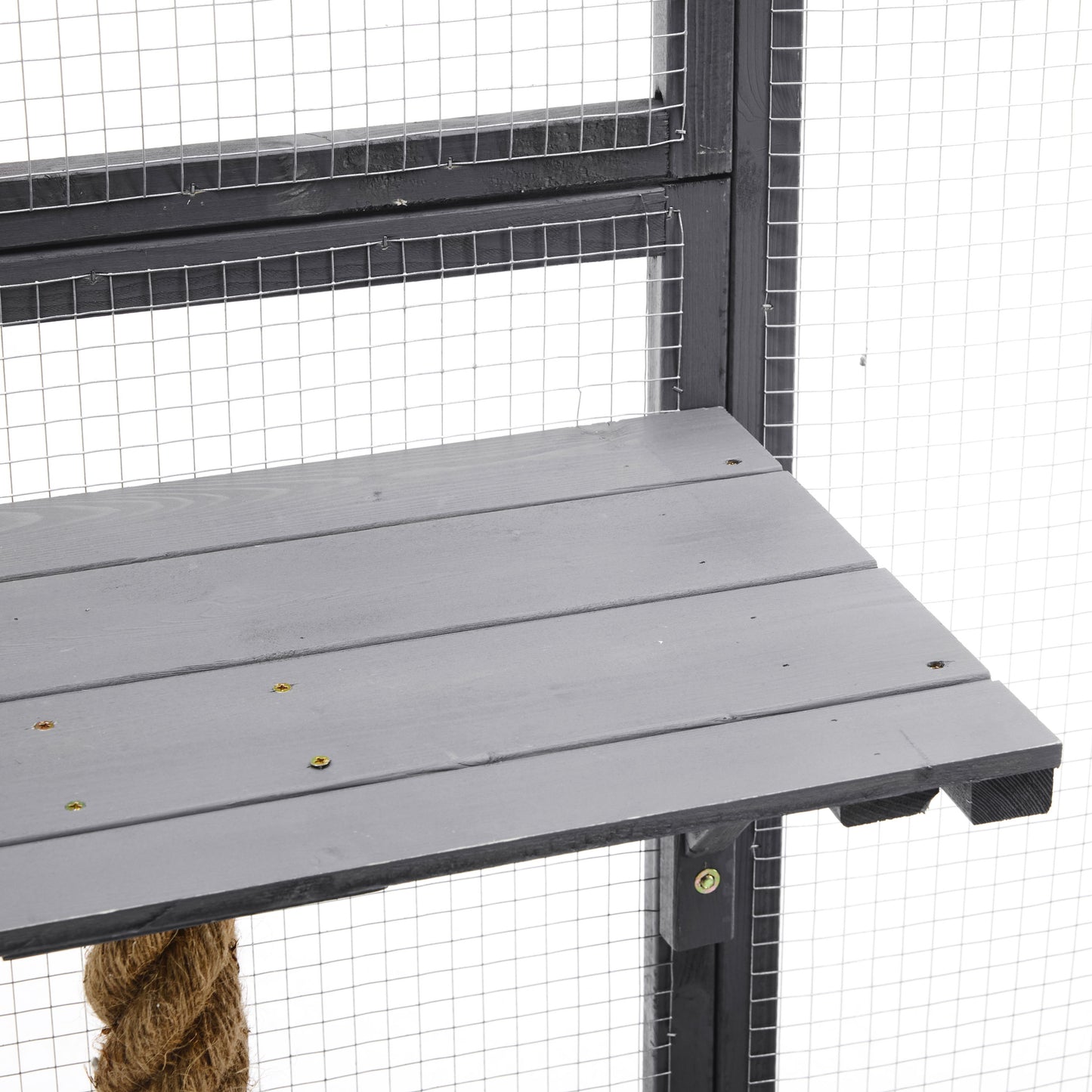 Outdoor Diy Cat House Catio With Double Enter Doors, Platforms, And Condos - Dark Gray