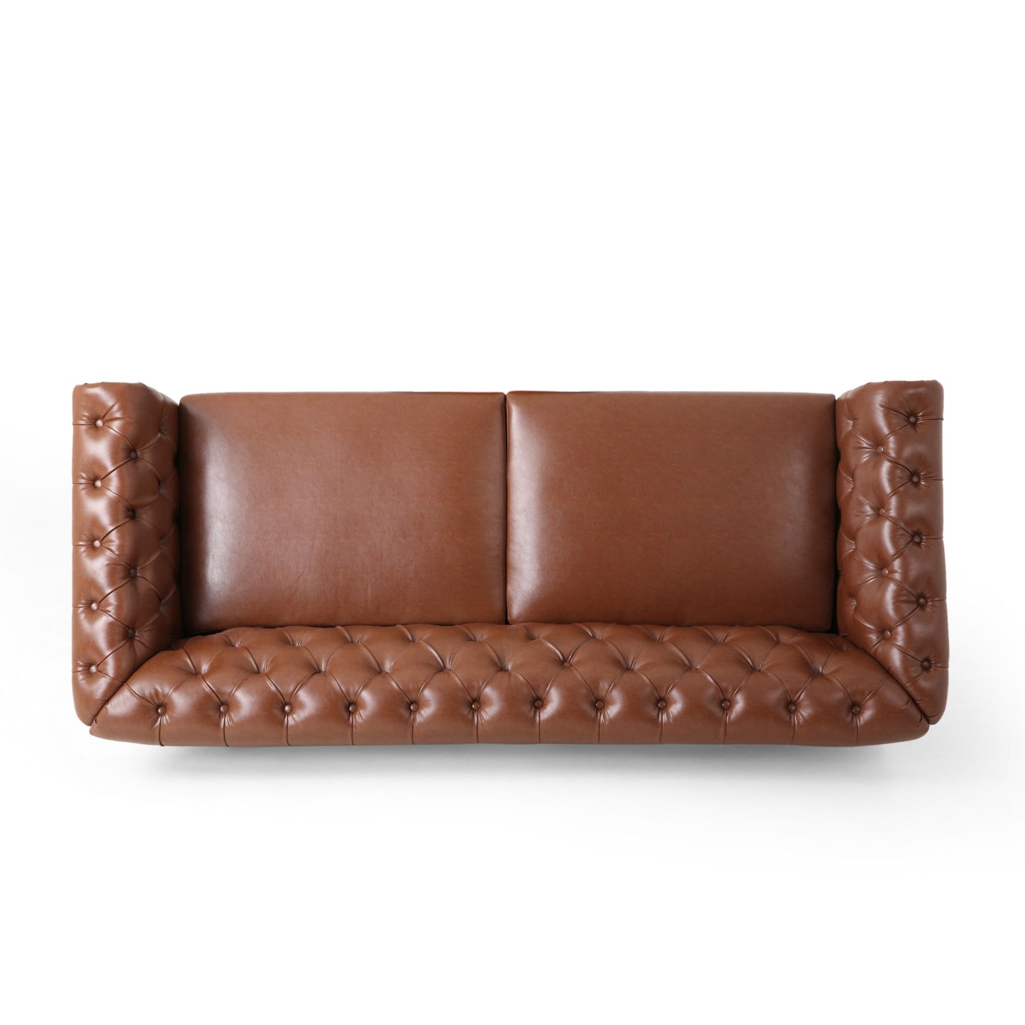 Comfy 3 Seat Sofa With Wooden Legs, Retro Style For Living Room And Study - Light Brown