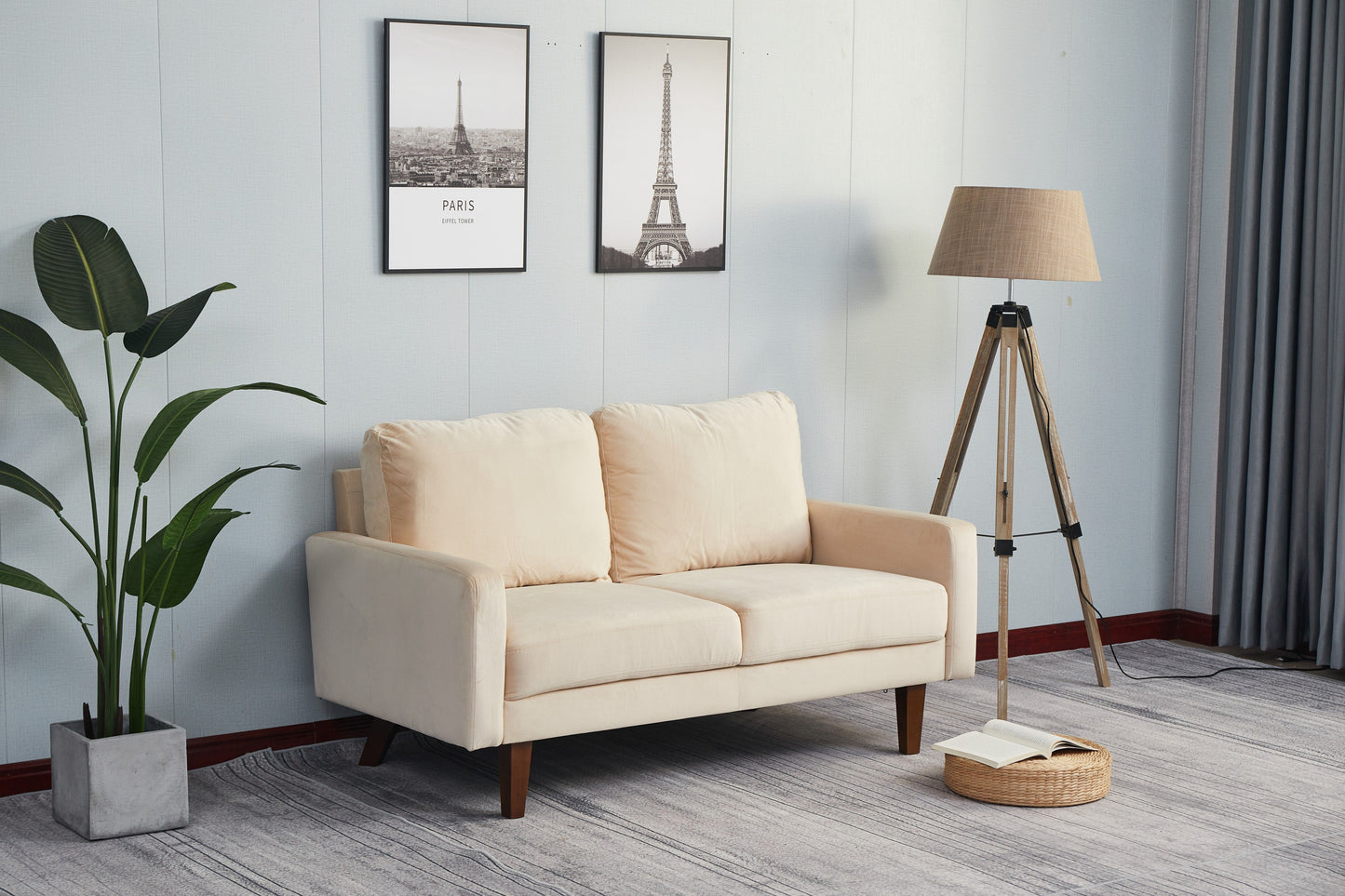 Stationary Loveseat - Beige
