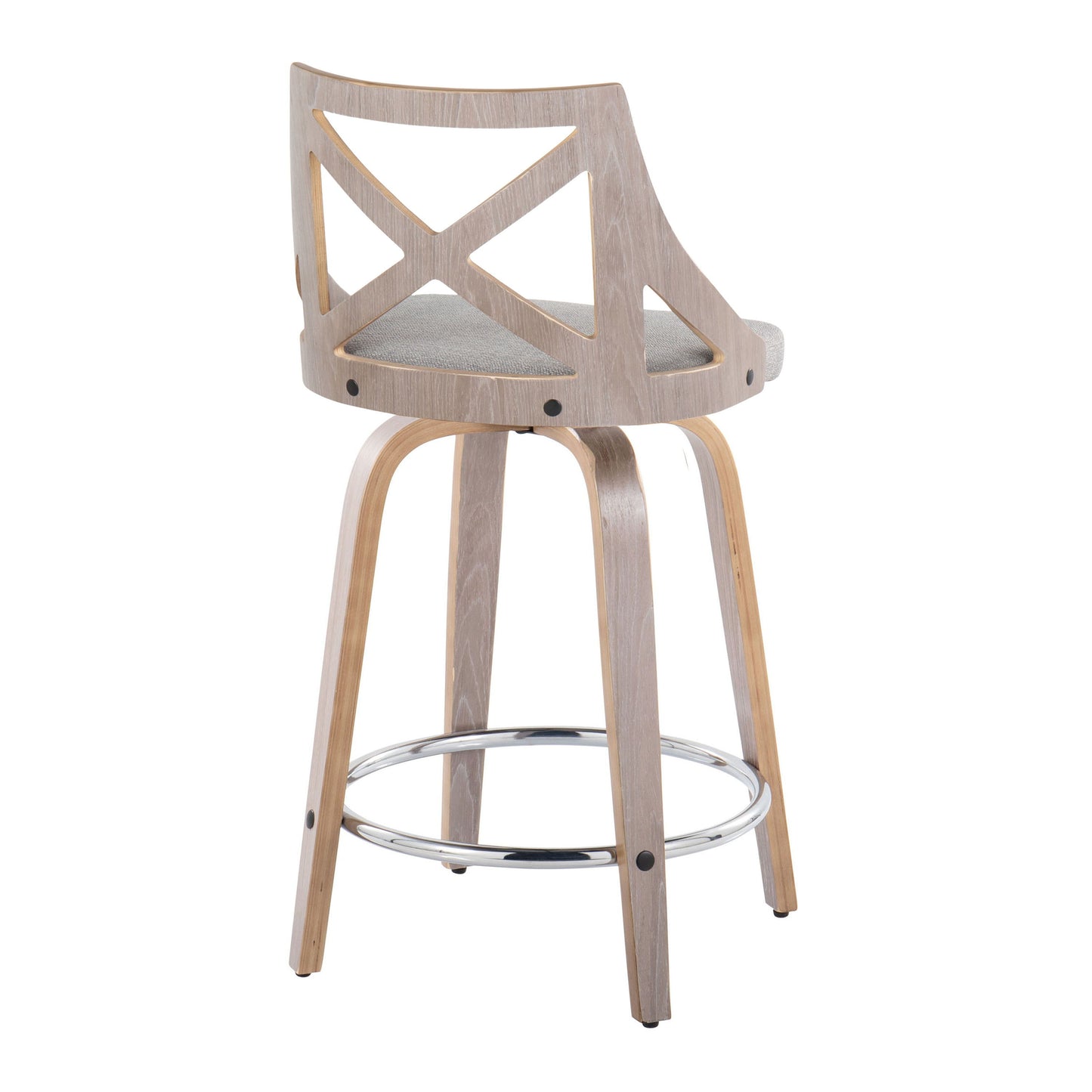 Charlotte - Farmhouse Fixed Height Counter Stool & Swivel With Round Footrest (Set of 2) - Light Gray