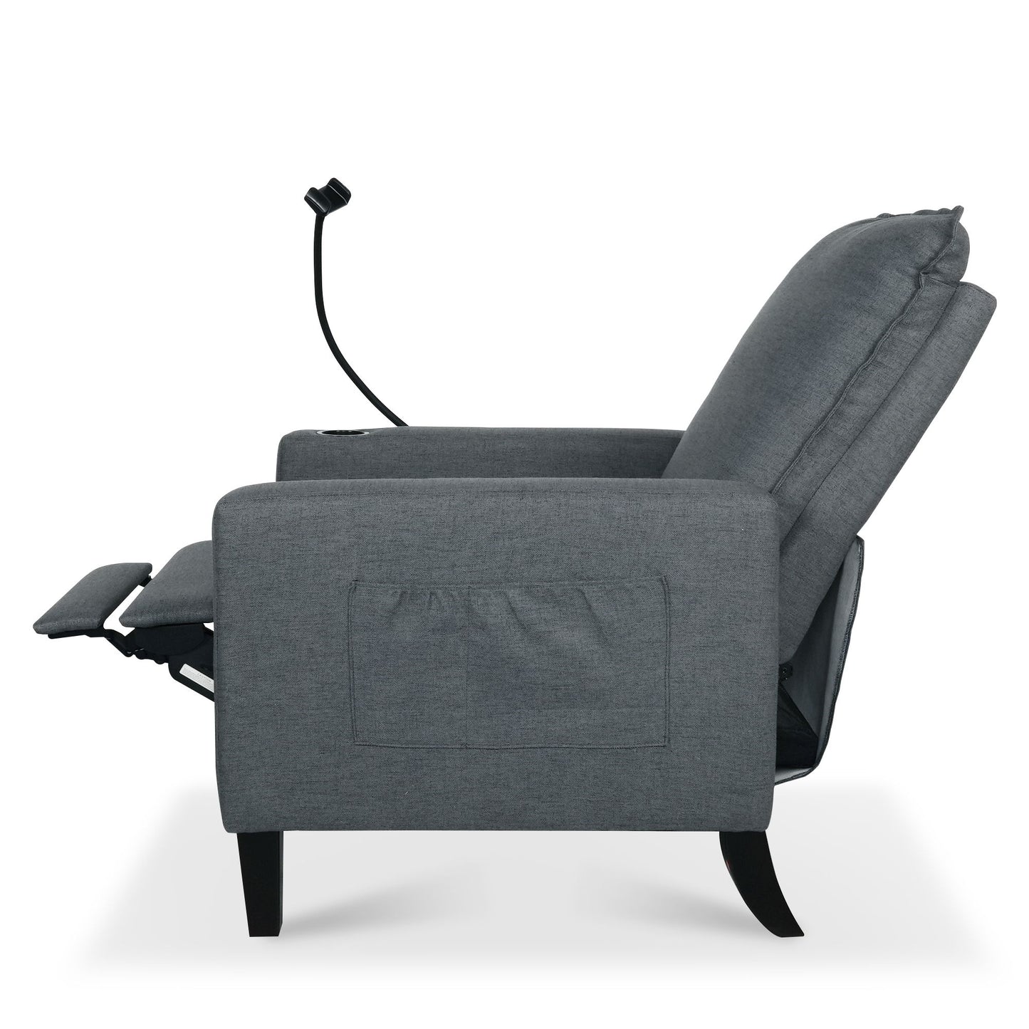 Recliner Chairs For Adults, Adjustable Recliner Sofa With Mobile Phone Holder & Cup Holder, Modern Reclining Chairs Fabric Push Back Recliner Chairs For Living Room, Bedroom - Gray