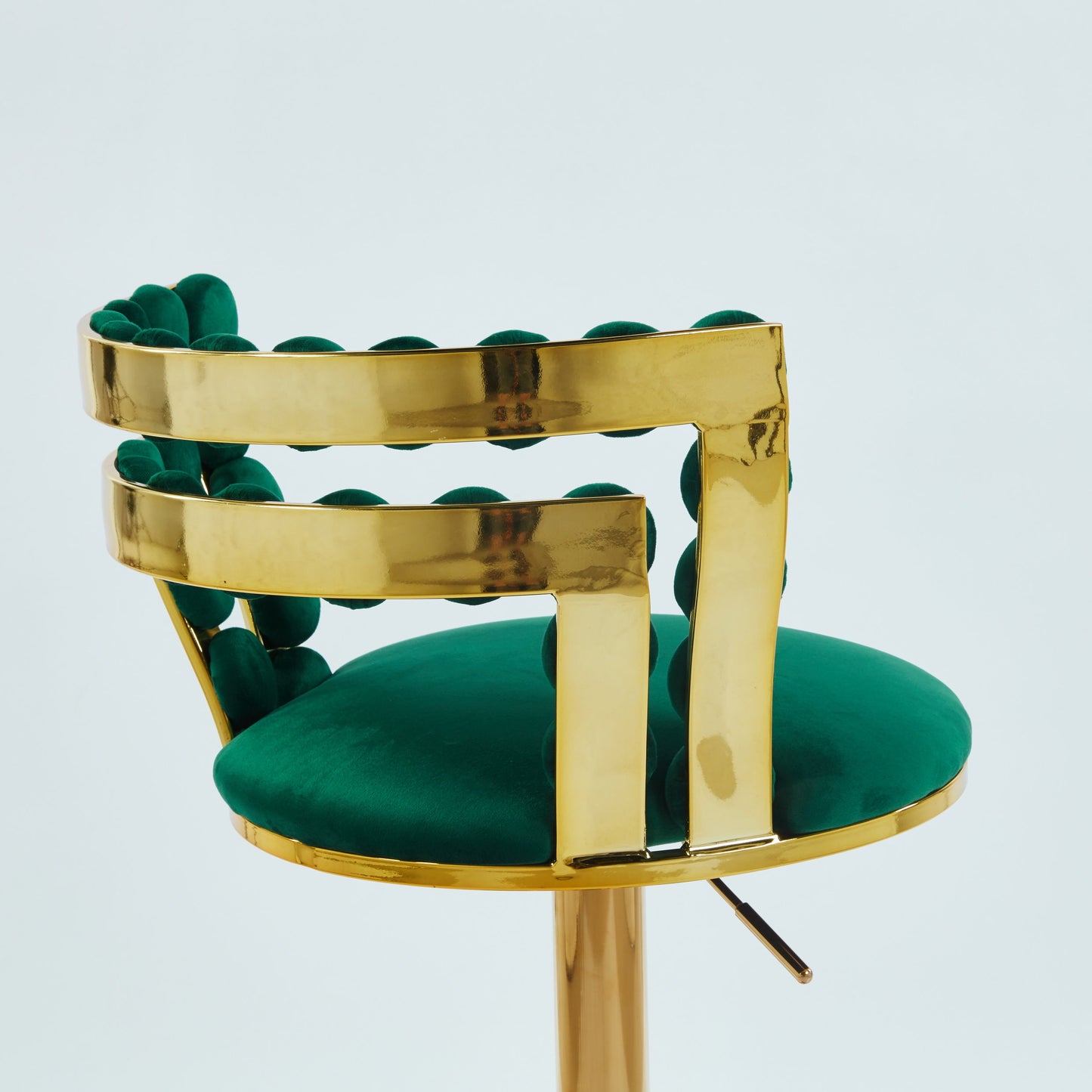 Modern Bar Chair With Iron Tube Legs, Soft Cushions And Comfortable Backrest, Suitable For Dining Room, Living Room, Cafe, Hairball Back, Bar Stool (Set of 2) - Green / Golden