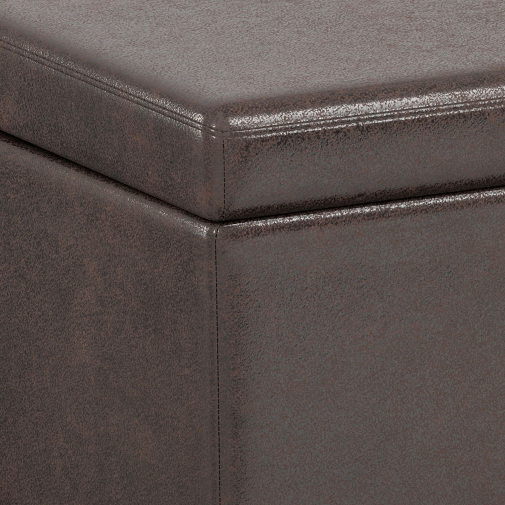 Avalon - Extra Large Storage Ottoman Bench - Distressed Brown