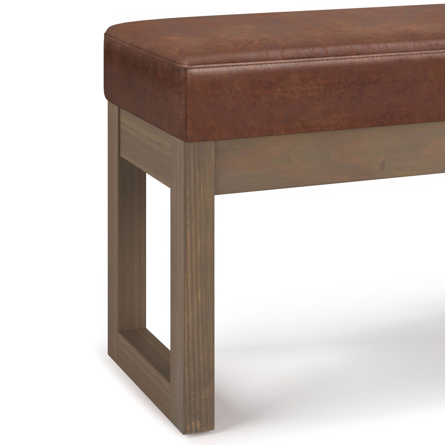 Milltown - Footstool Small Ottoman Bench - Distressed Saddle Brown